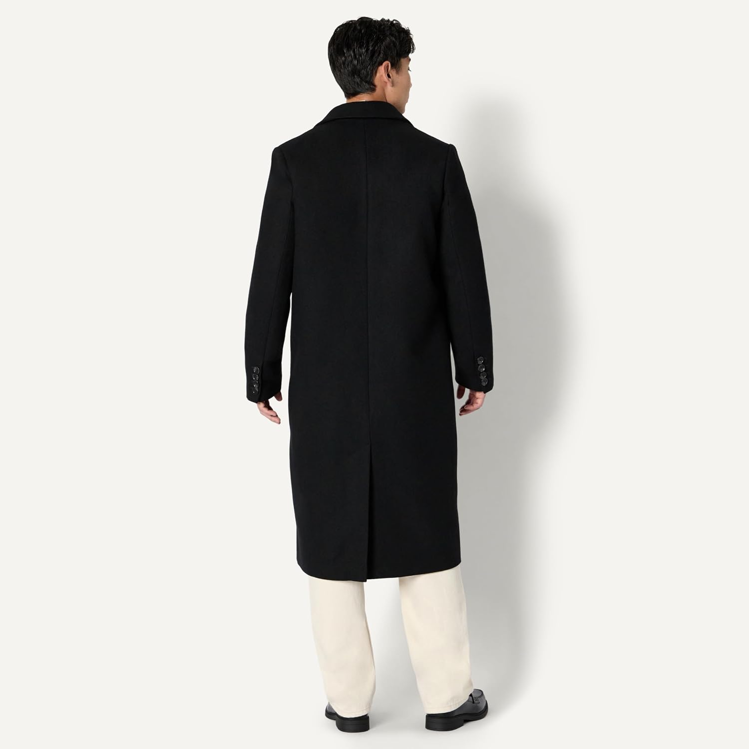 Detalle de Amazon Essentials Men's Relaxed-Fit Wool Blend Longline Topcoat