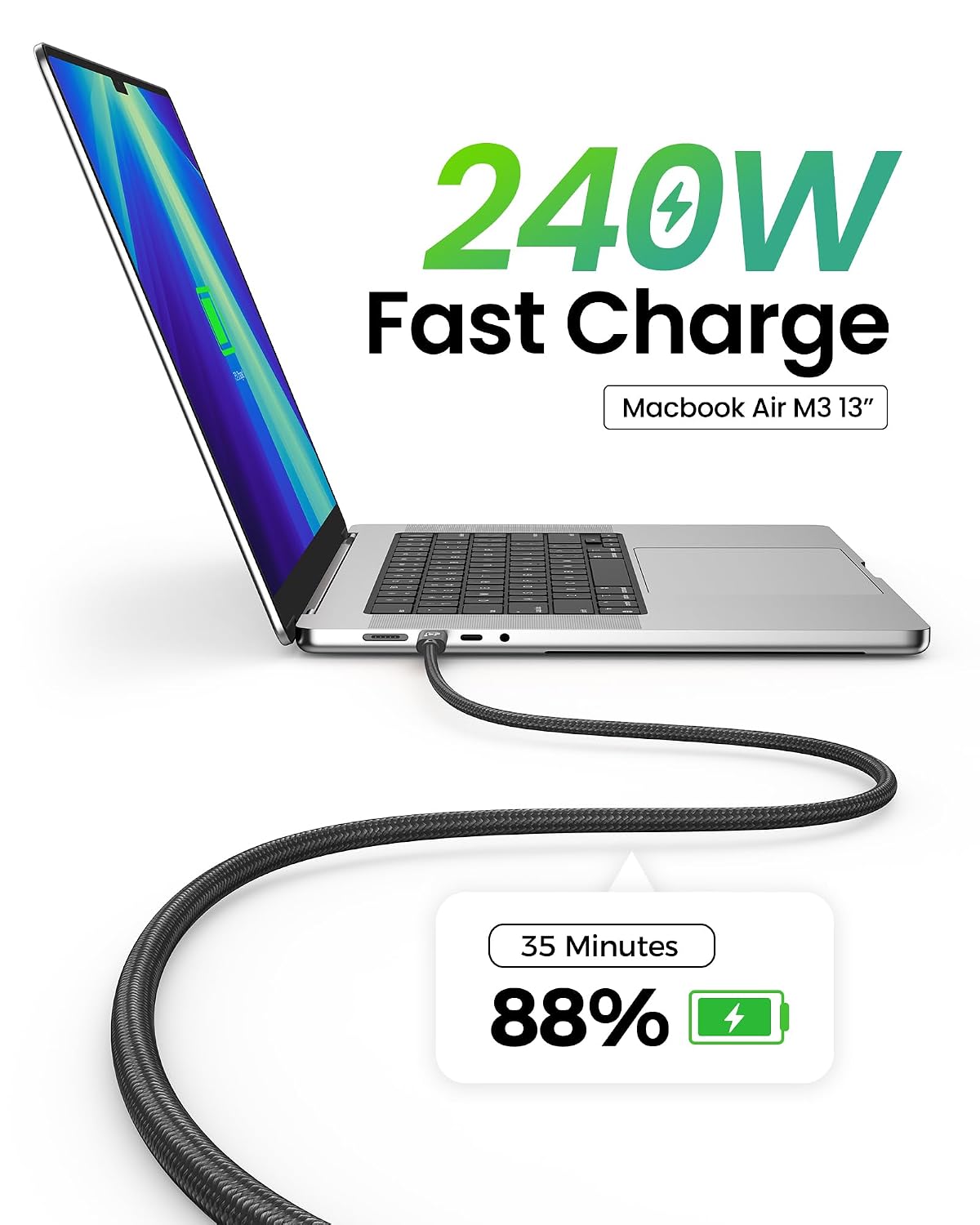 Detalle 2 de Fitee Thunderbolt 5 Cable 5FT USB4 80Gbps