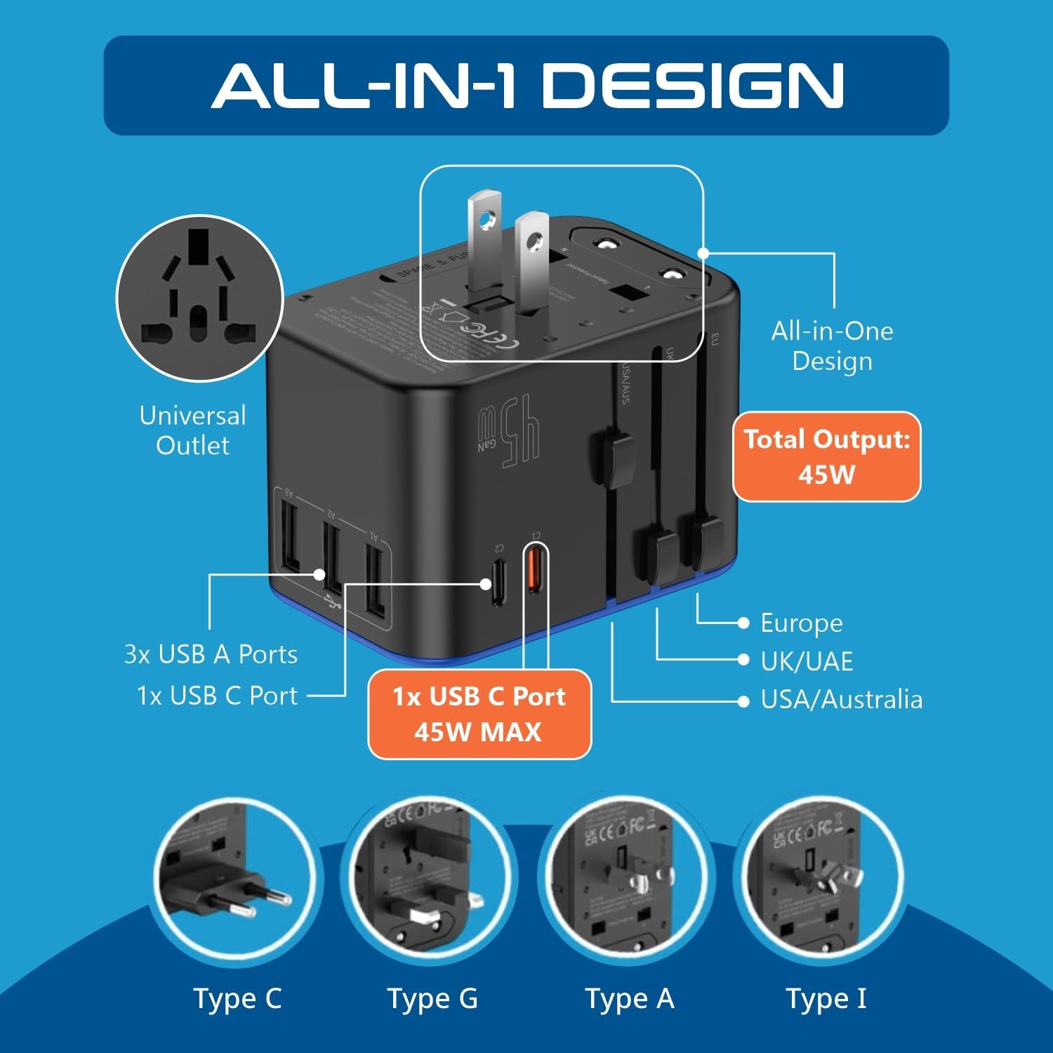 Thumbnail 2 de Ceptics Universal Travel Adapter 45W 🔌