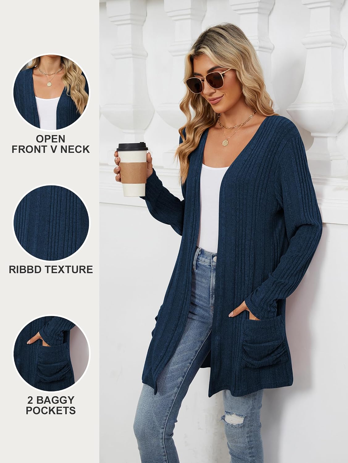 Detalle 2 de Famulily Longline Loose Cardigans for Women UK, Fall Winter Cosy Open Front Sweater Ribbed Cardigan with Pockets
Famulily Longline Loose Cardigans for Women UK,…