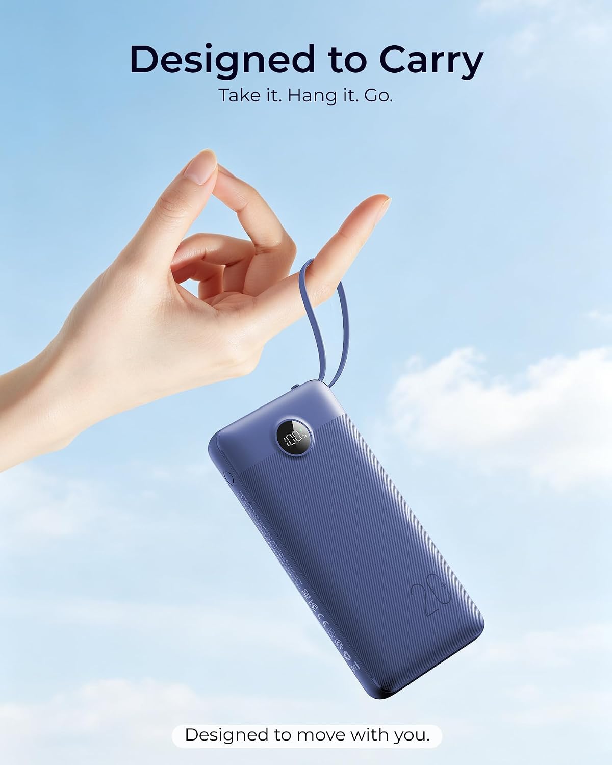 Detalle 2 de VRURC T2047Q 20,000mAh Power Bank with Four Built-In Cables and 22.5W Charging