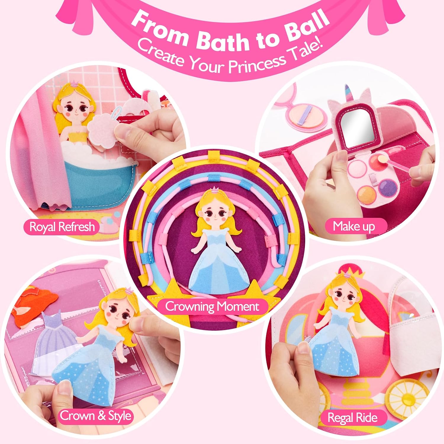 Thumbnail 2 de hahaland CF-TBB09. Princess Felt Busy Book, 20 Activities Across 8 Pages