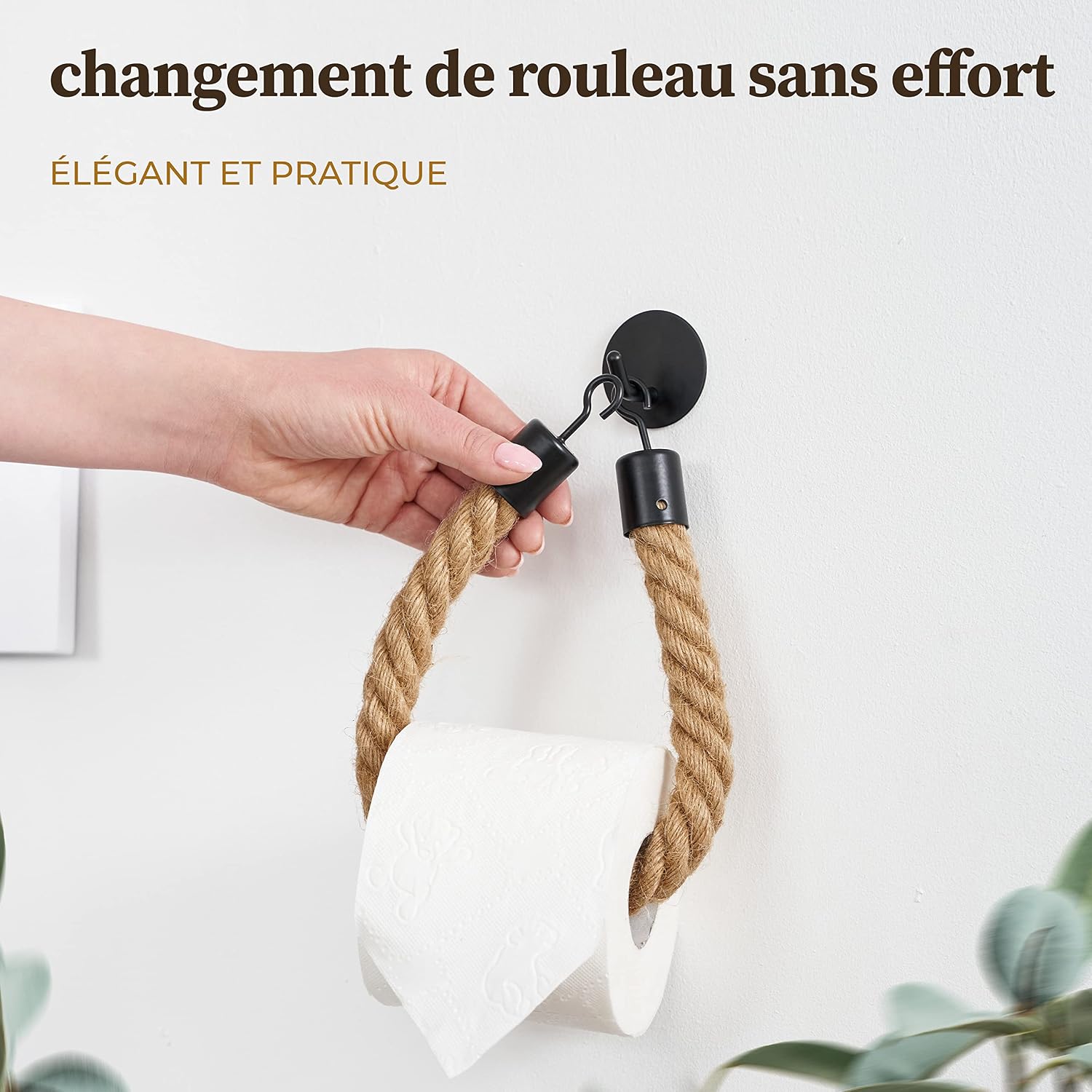 Thumbnail 5 de HENNEZ Porte Papier Toilette mural noir 🧻