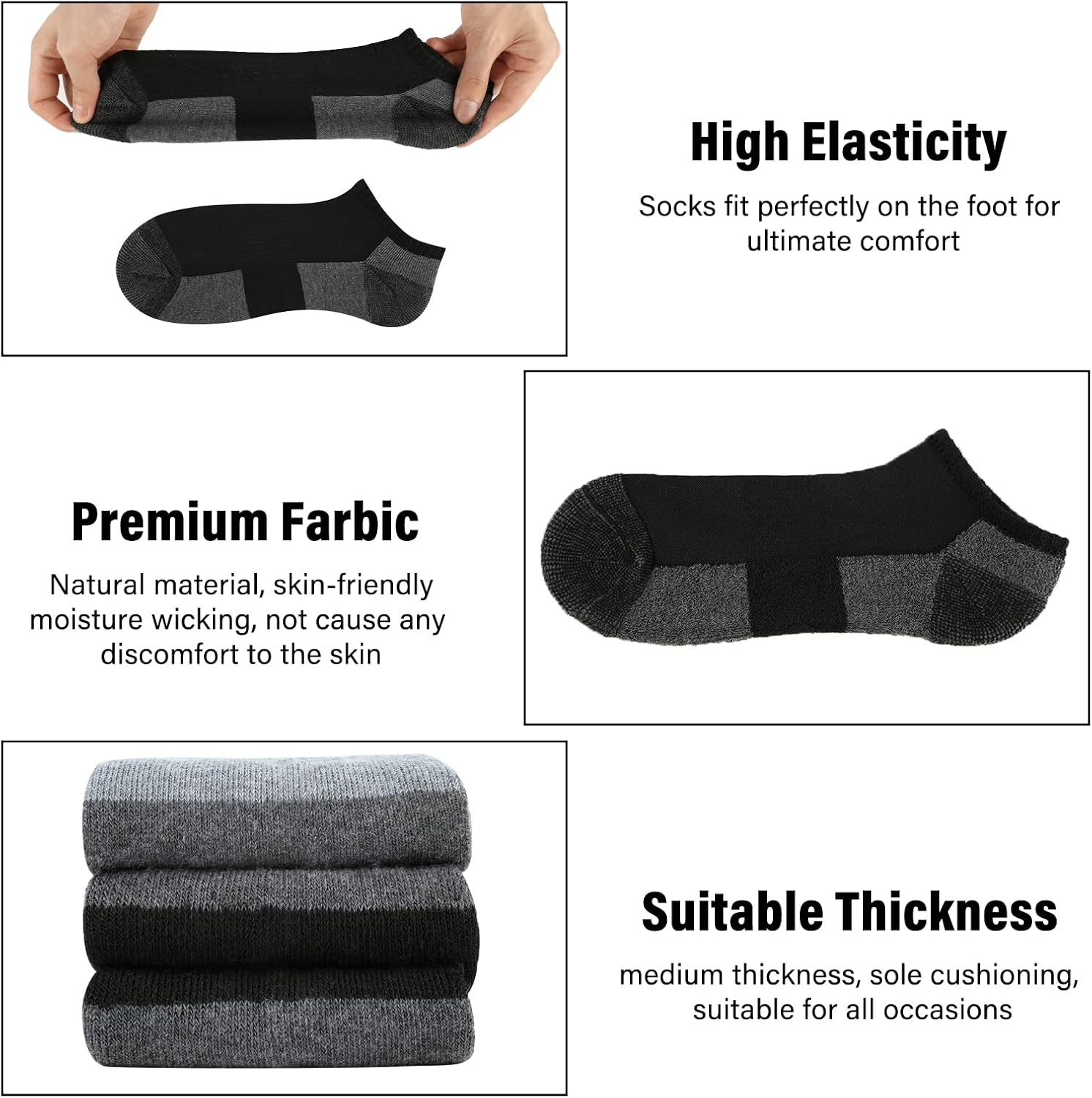 Detalle 2 de COOPLUS 12 Pack Cushioned Ankle Socks (Shoe 6-11)