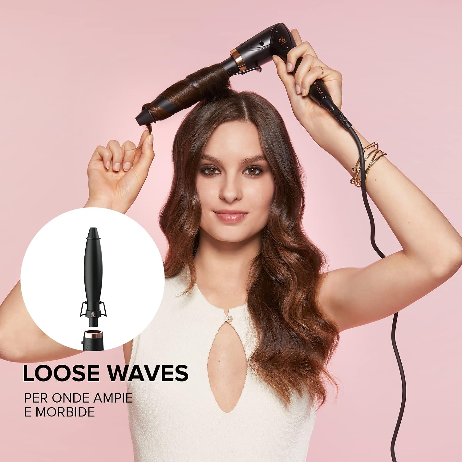 Detalle de Bellissima Imetec My Pro Twist & Style GT22 100: manico per styler arricciacapelli con temperatura automatica e orientabile