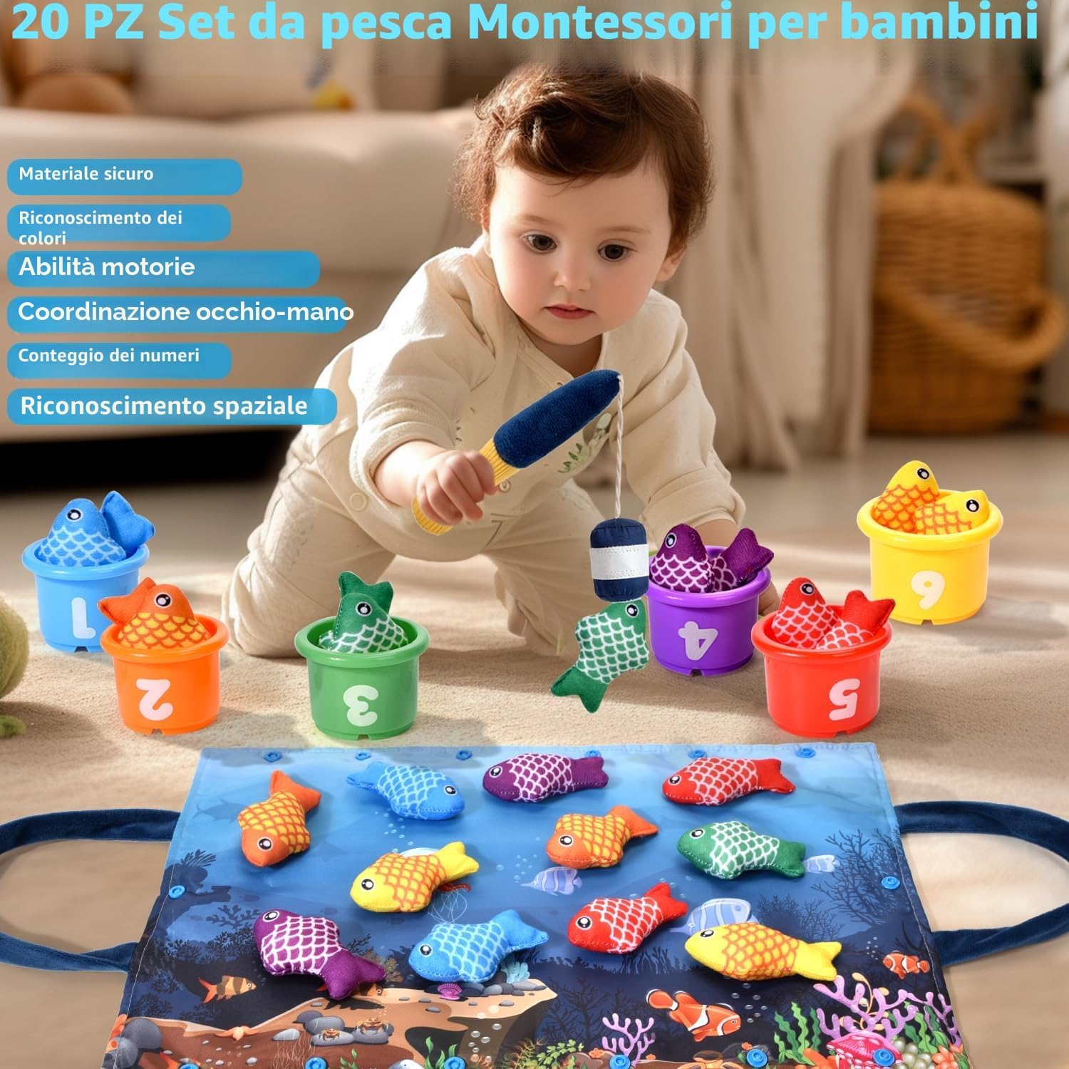 Thumbnail 1 de Tokiyis Gioco Montessori pesca per bambini 12 pesci