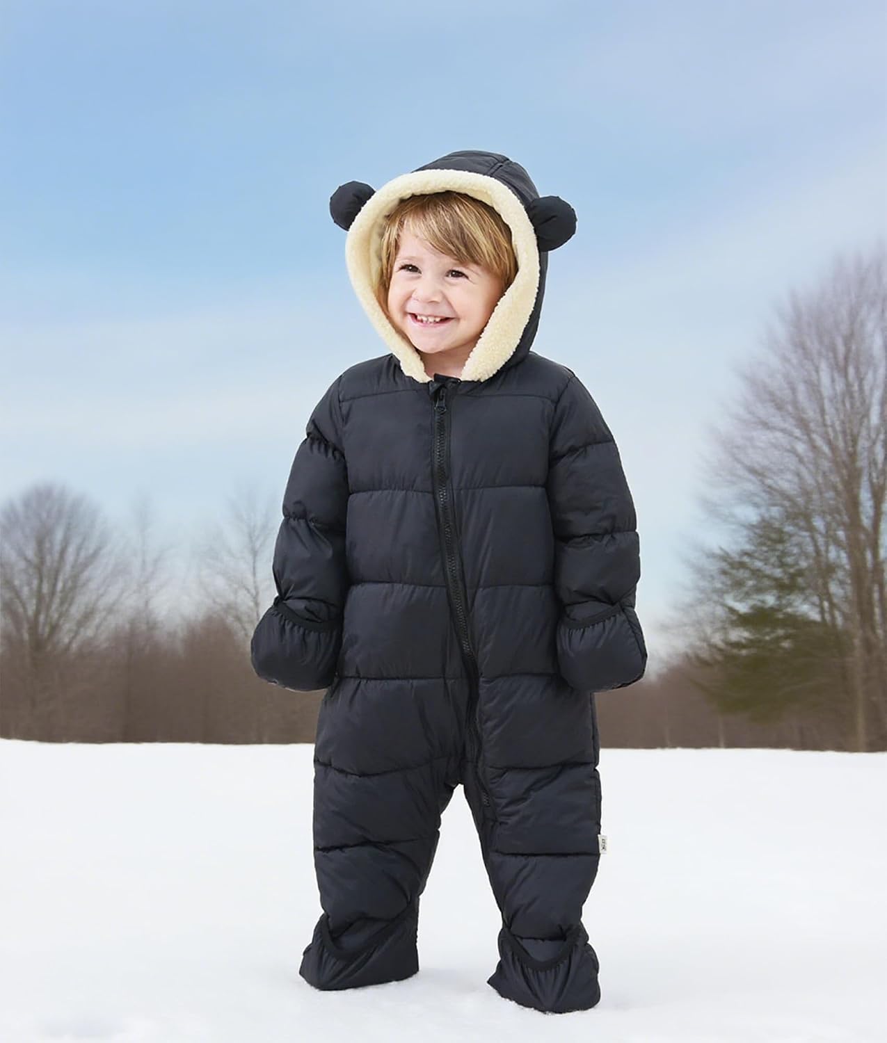 Detalle 1 de BFUSTYLE Baby Snowsuit, Hooded One-Piece with Front Zipper, 0M-3T