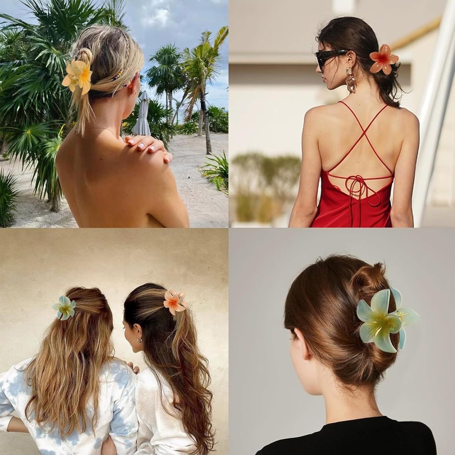 Detalle 2 de Aucuu: Confezione da 8 fermagli per capelli a forma di fiore – clip antiscivolo in stile hawaiano