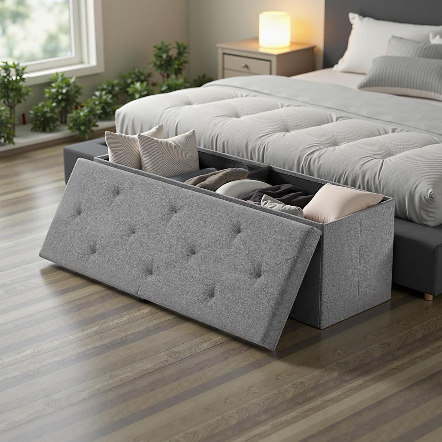 Thumbnail 6 de Sweetcrispy Storage Ottoman Bench, 43-Inch
