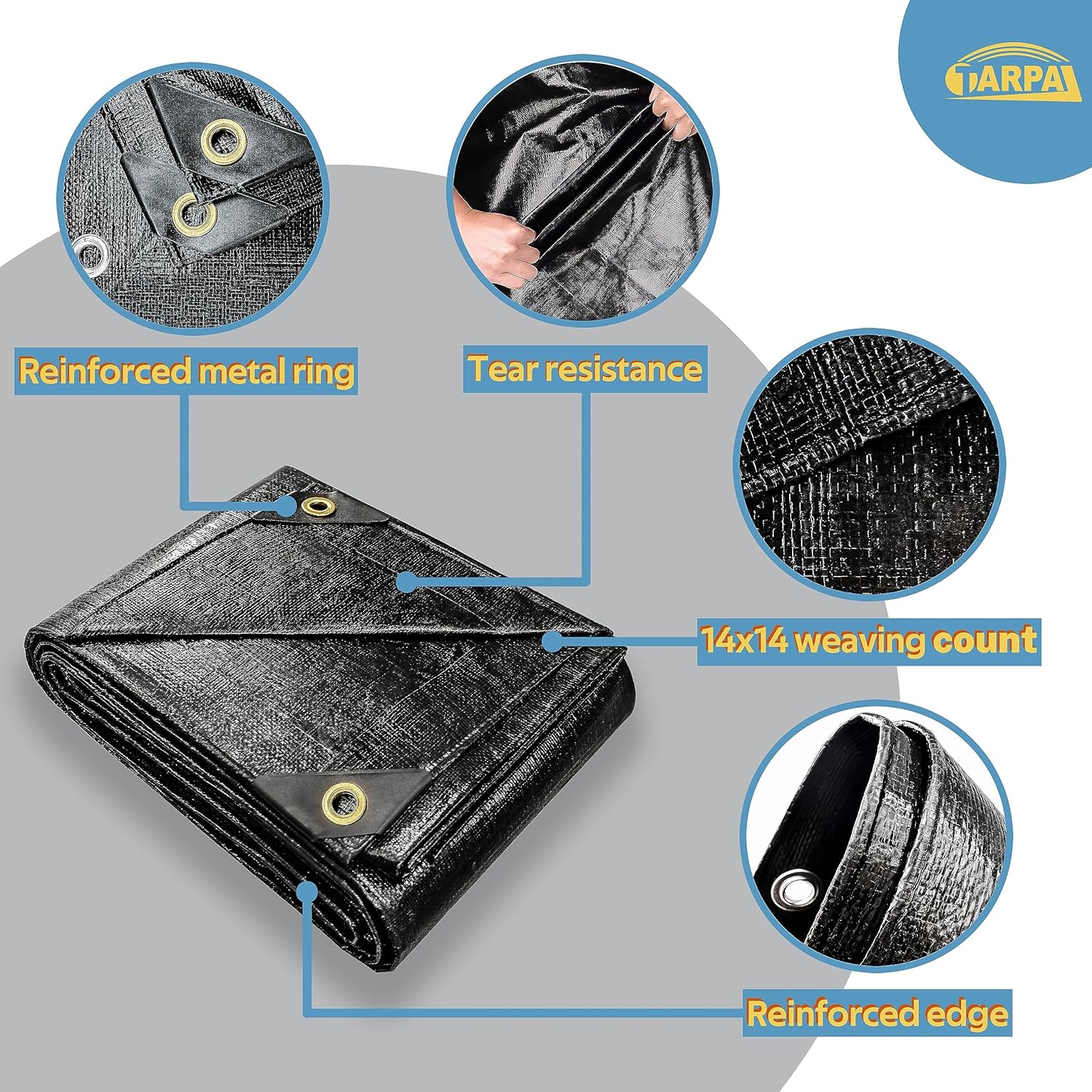 Thumbnail 2 de TARPAL 8x10ft 14mil Black Heavy-Duty Tarp (Water & UV Protection)