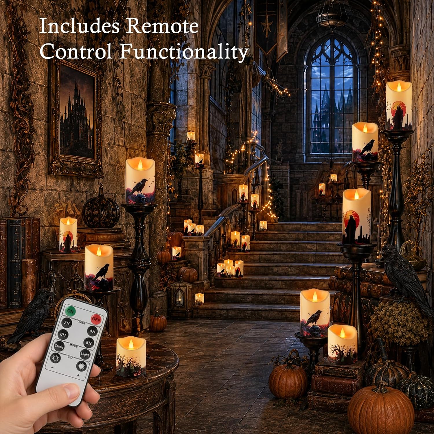 Thumbnail 6 de Haown Halloween Flameless Candles Set of 6, LED Pillars with Remote Controls