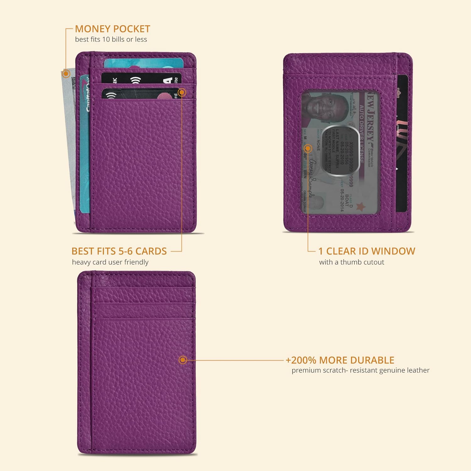 Thumbnail 1 de Oak Leathers Leather Wallet for Men & Women – RFID Slim Card Holder