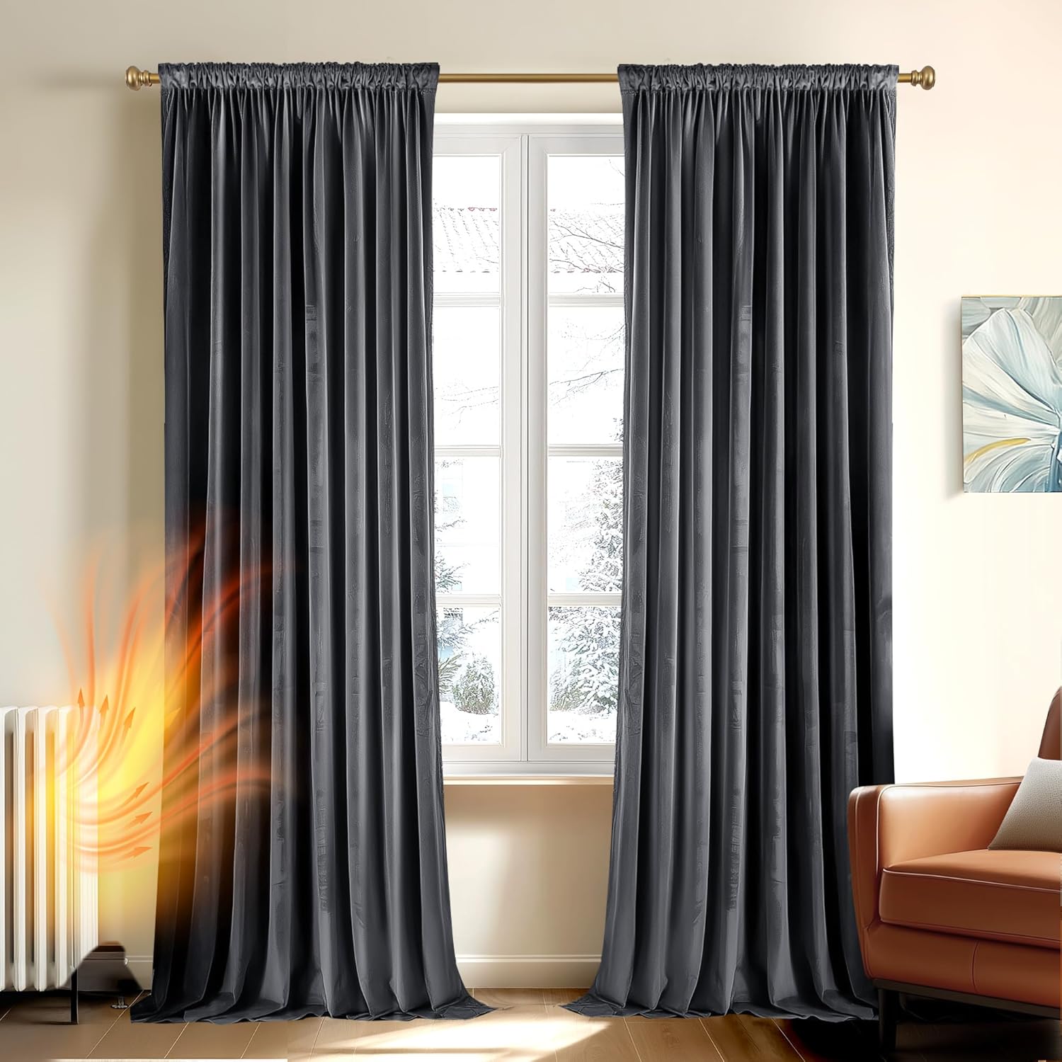 Thumbnail 2 de Deconovo Rideaux velours occultants 140×175 cm – gris (2) 📉