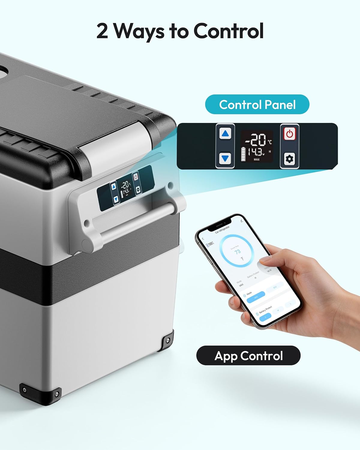 Detalle de EUHOMY CF001 48QT Portable Car Refrigerator with App Control and Dual Zones