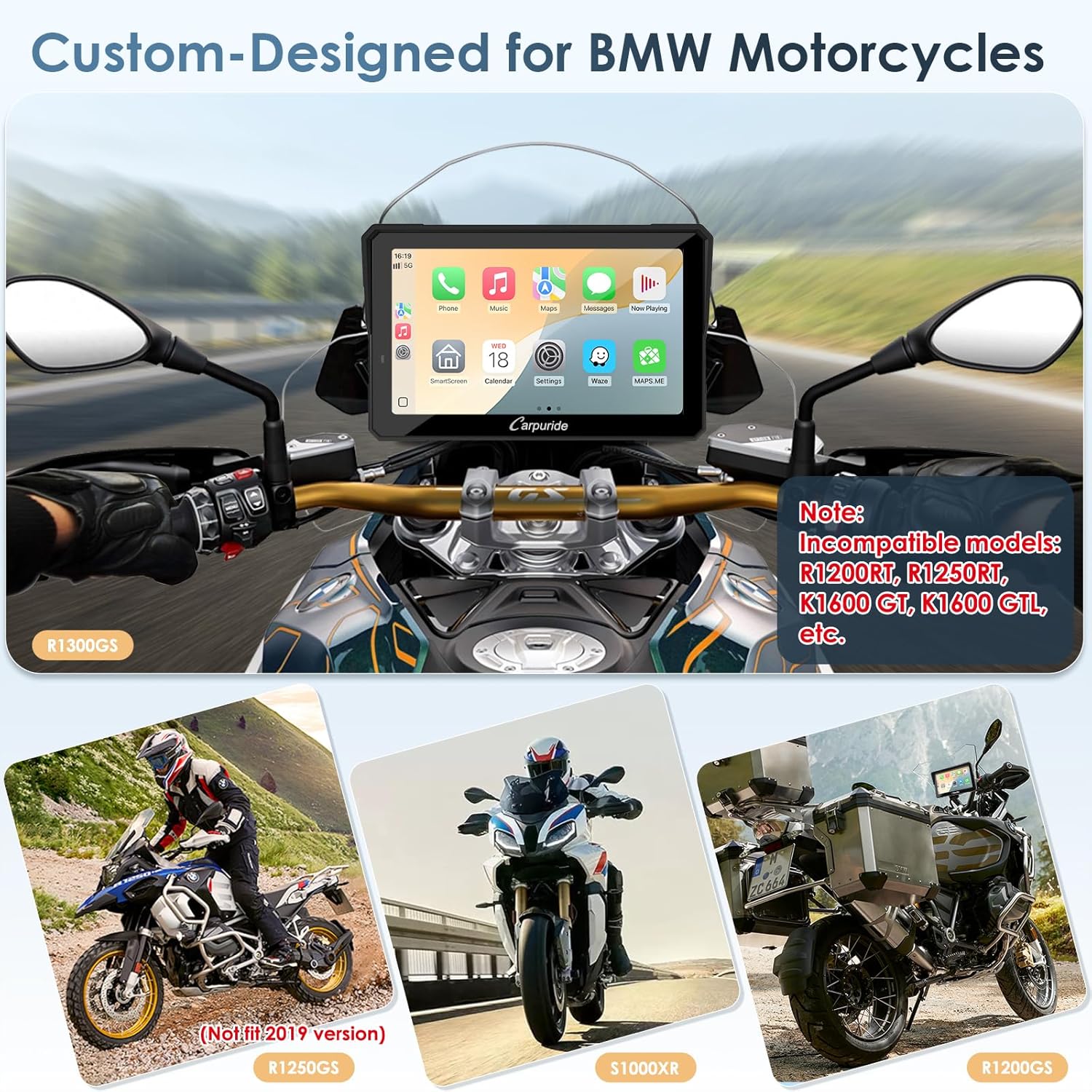 Thumbnail 1 de Carpuride W702BS Pro 7" Motorcycle CarPlay screen