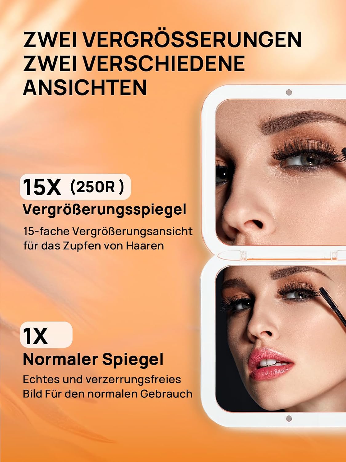 Detalle de OMIRO Taschenspiegel mit Vergrößerung – 1x/15x, kompakt und flexibel
