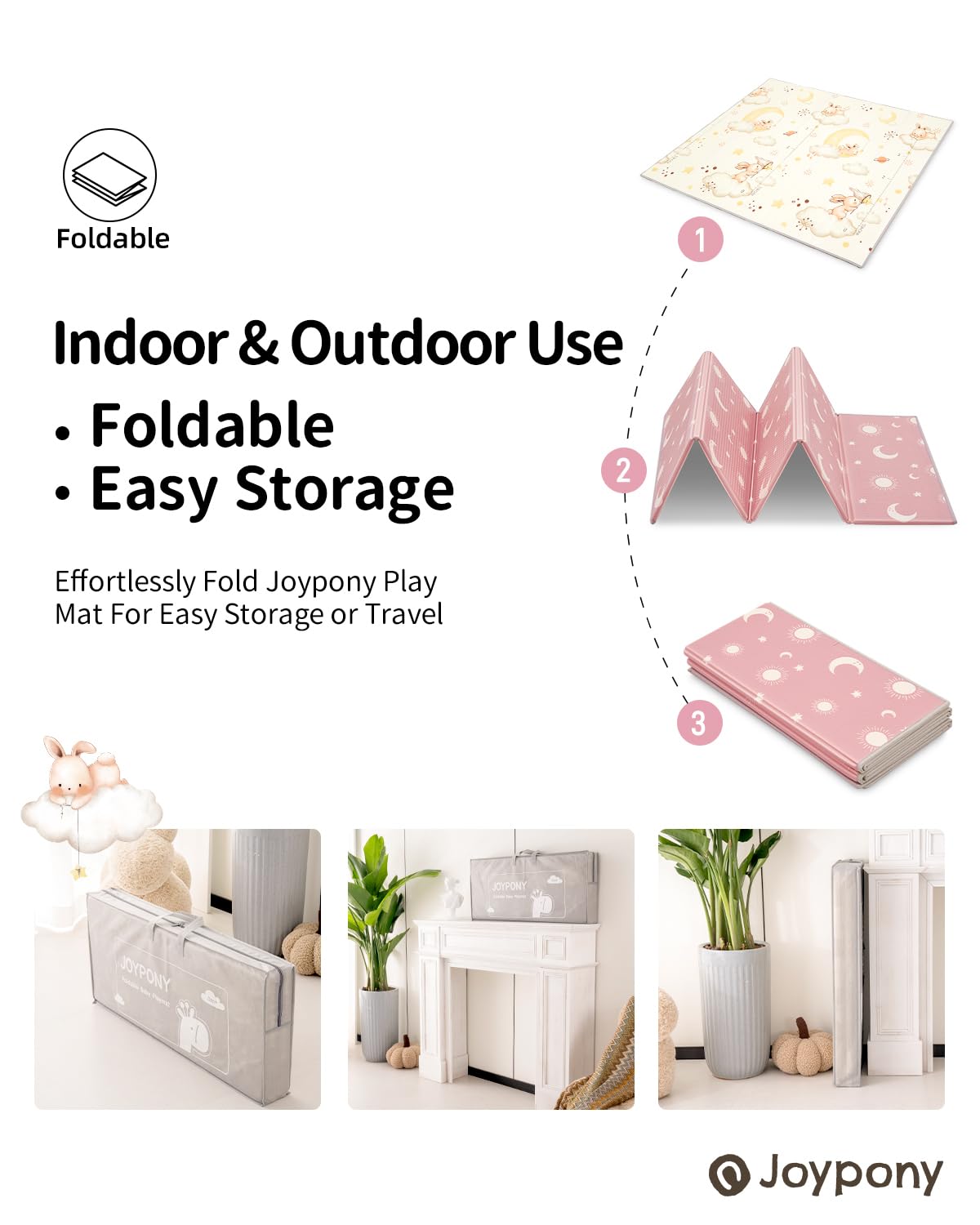 Detalle de Joypony Krabbelmatte Baby – Große faltbare Spielmatte 180x200 cm, wasserdicht und rutschfest