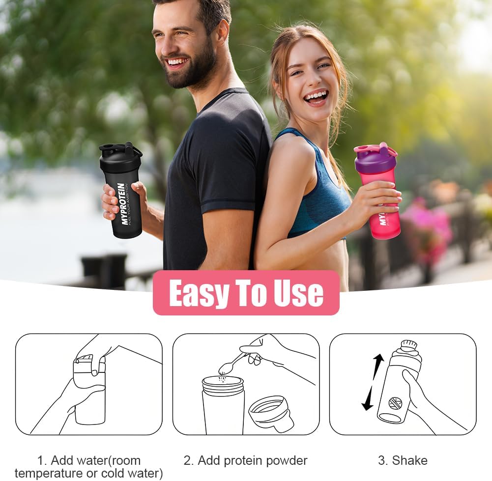 Detalle de Alaoo Protein Shaker Set (2 Stück) 700 ml, BPA-frei, 2 Mixball Edelstahl – auslaufsicher mit Messskala