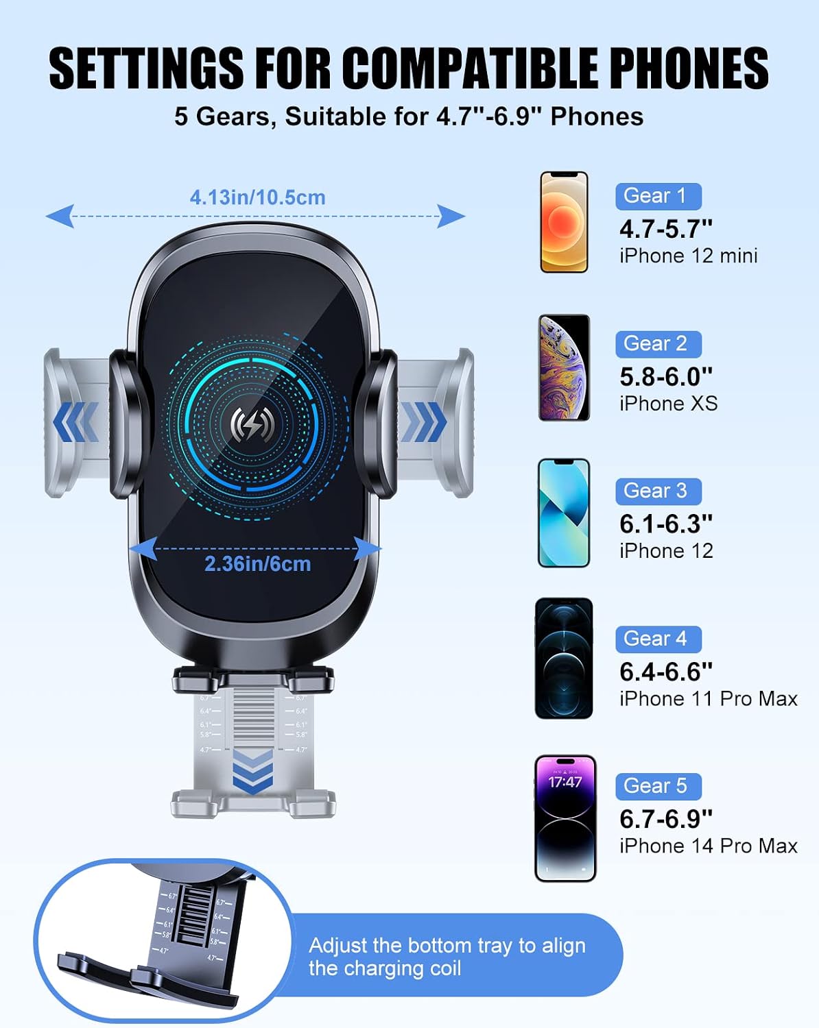 Detalle 2 de Glangeh 15W wireless car charger holder