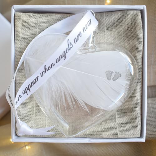 Thumbnail 6 de Baby Feet Feather Memorial Bauble Heart by CharmedMemories