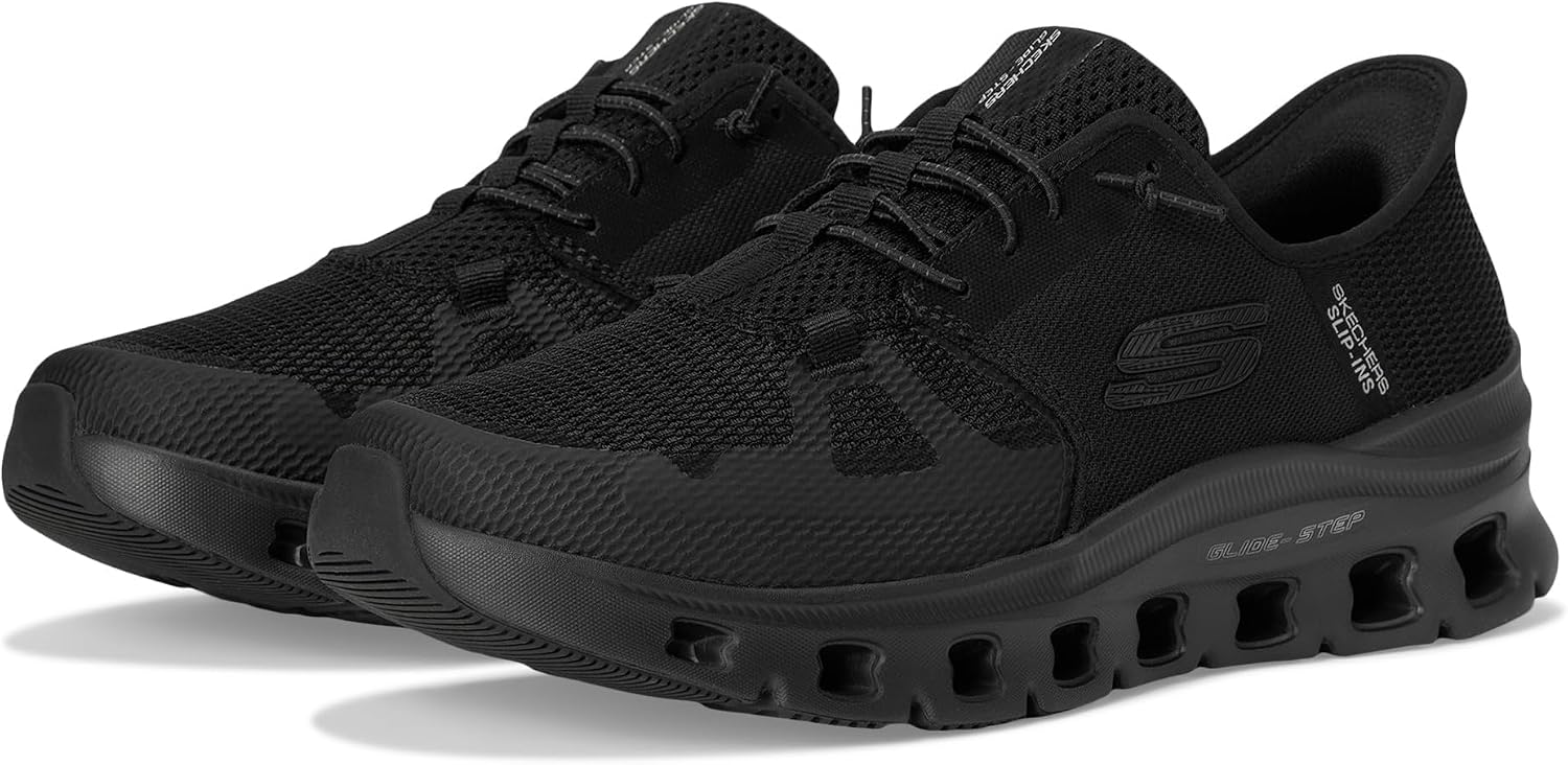 Detalle de Skechers Herren Glide-Step Pro Turnschuhe – Black Mesh/Hotmelt, 43 EU