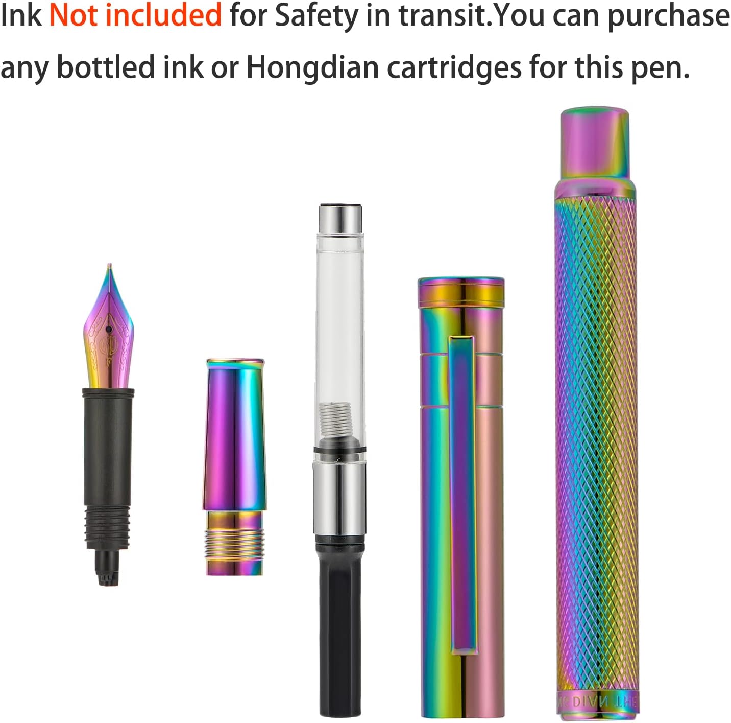 Thumbnail 6 de Rainbow Forest Fountain Pen Fine Nib – Hongdian Rainbow Finish with Converter & Metal Box Set