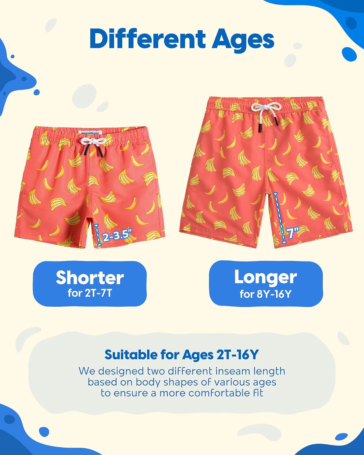 Detalle 2 de maamgic Boys Swim Trunks (Toddler) — UPF 50+ quick-dry swim shorts with mesh lining