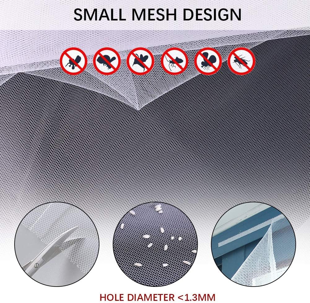 Detalle de MOEGFY Window Screen Mosquito Netting (2 Pack) – Self-Adhesive Fly Screen Mesh Curtain, White, 150x180CM with Sticky Tape