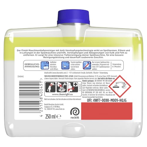 Detalle de Finish Citrus Maschinentiefenreiniger 4 x 250 ml – gründliche Reinigung mit Zitrusduft
