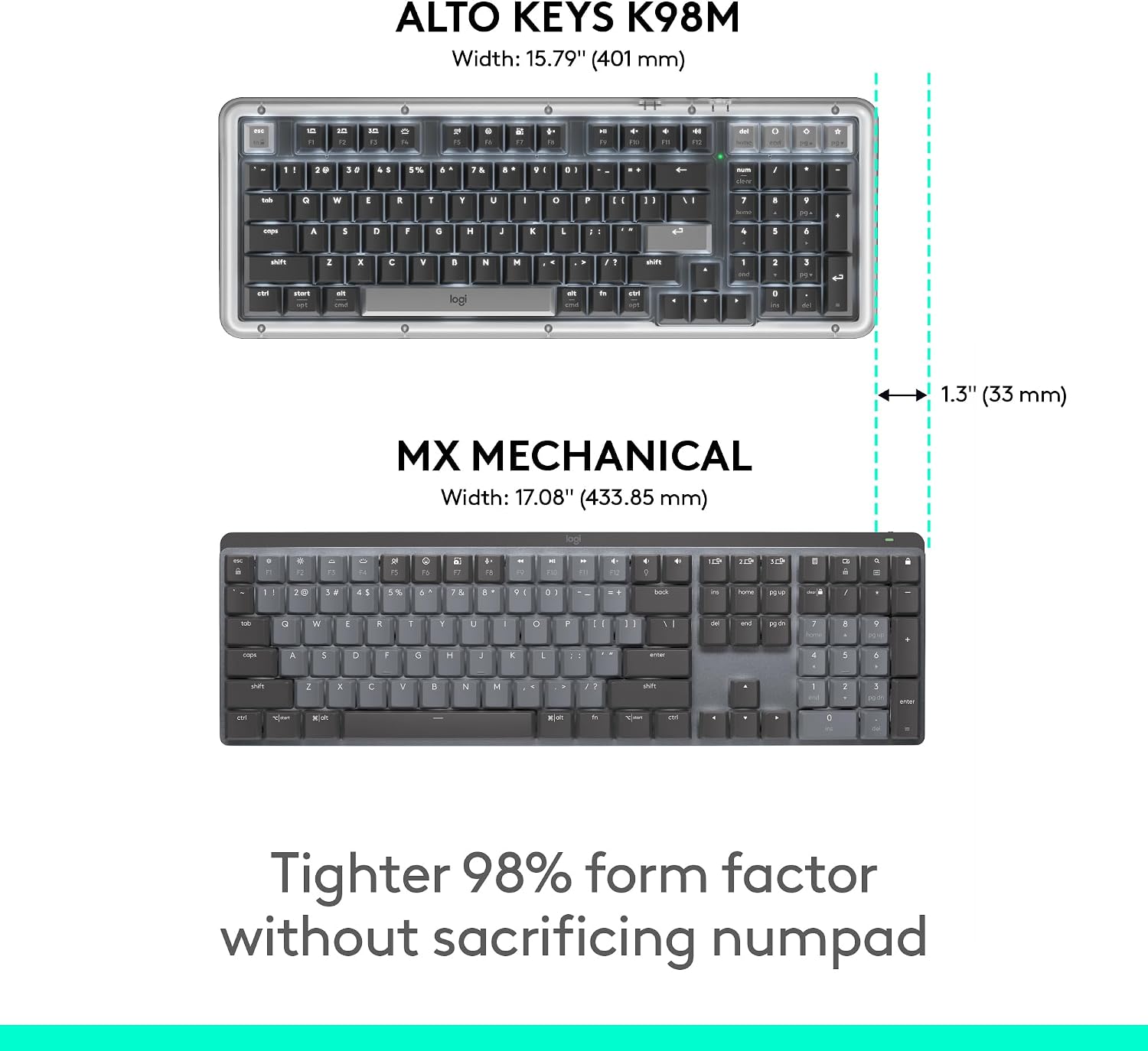 Detalle 1 de Logitech Alto Keys K98M Wireless Mechanical Keyboard, Lilac, 98-Key Layout
