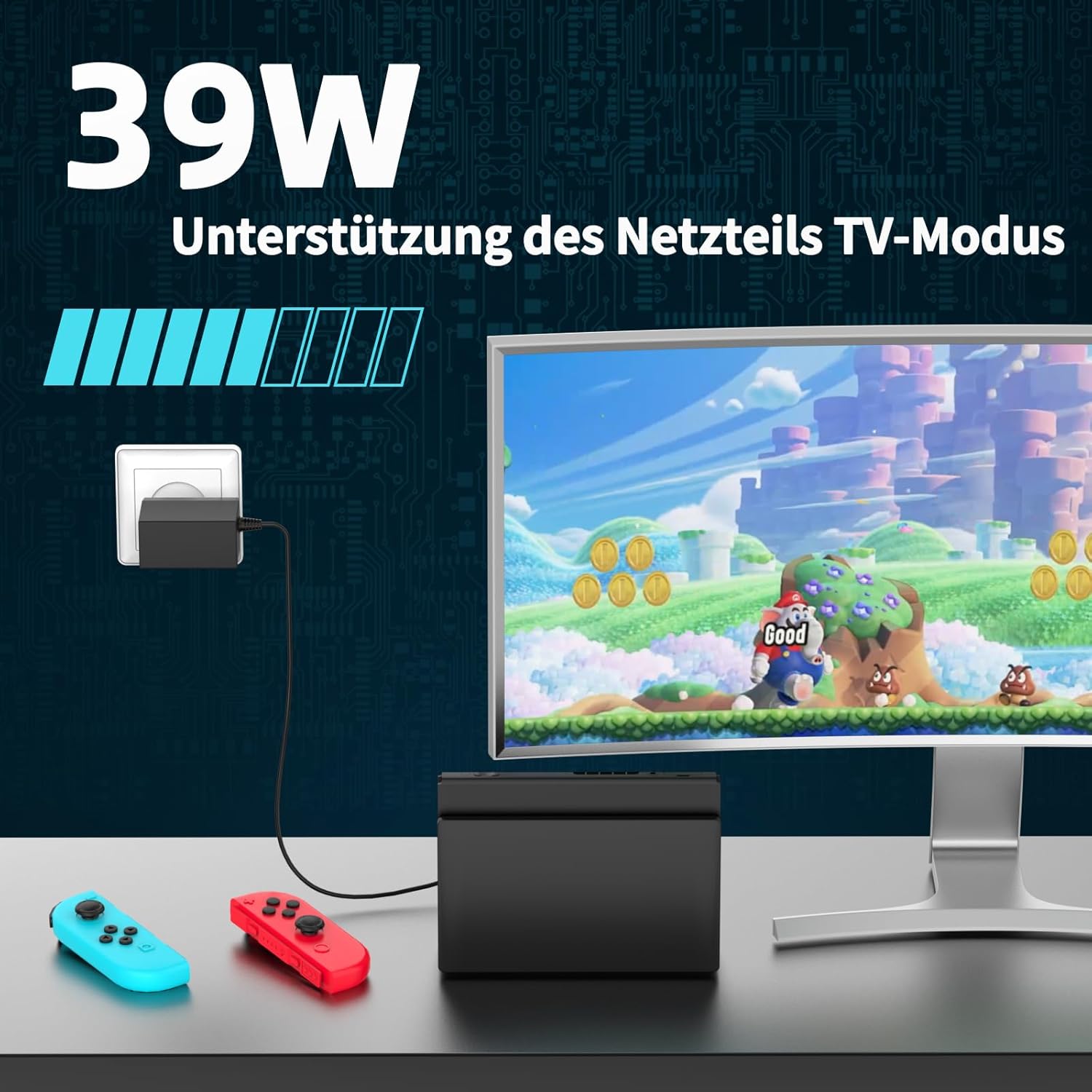 Thumbnail 5 de 39W Netzteil PD 3.0 Ladegerät für Nintendo Switch Familie – TV-Modus unterstützt, USB-C Kabel