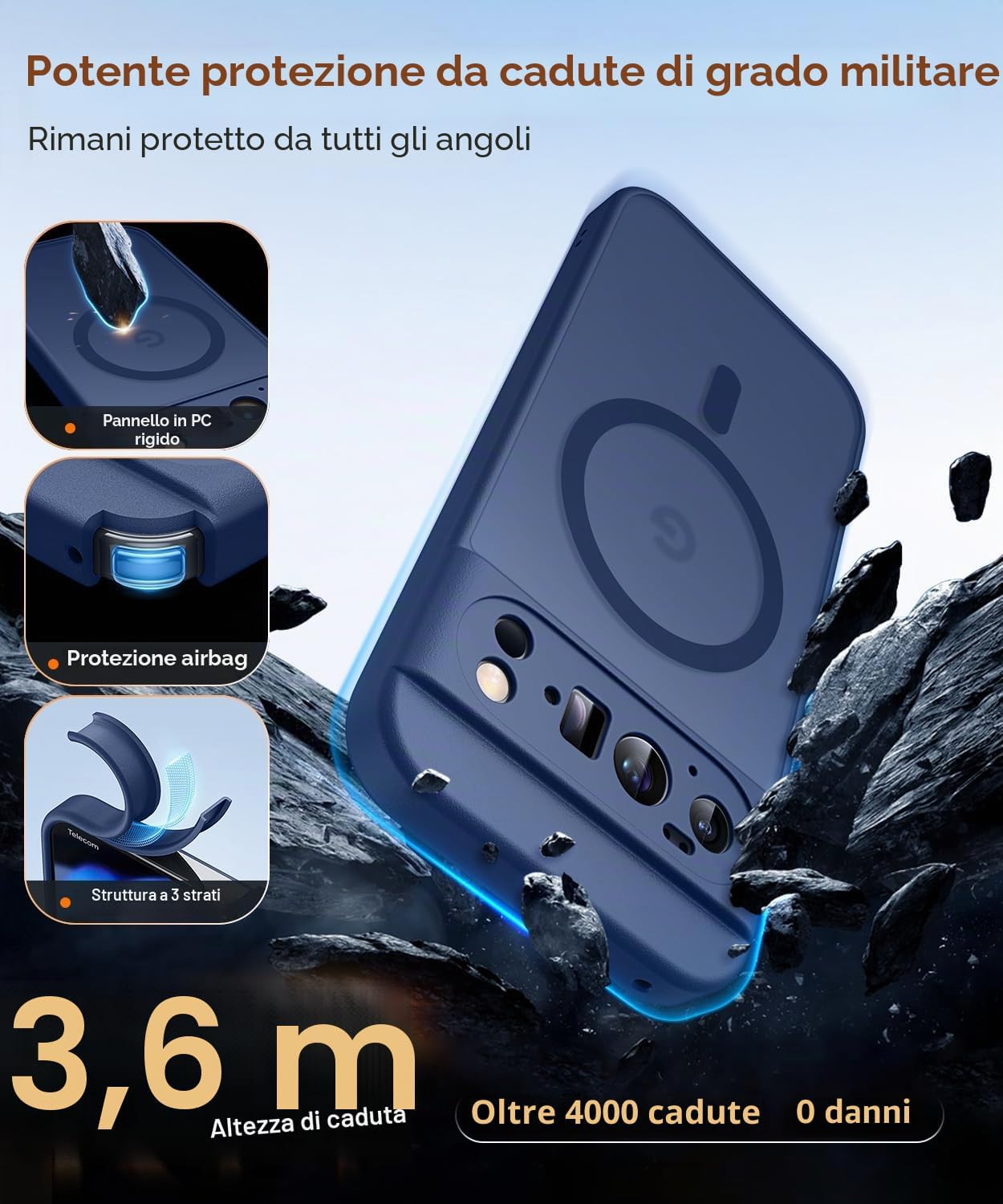 Detalle 2 de CANSHN Custodia magnetica per Google Pixel 10 Pro XL 6.8" – Protezione completa della fotocamera, design opaco e antiurto