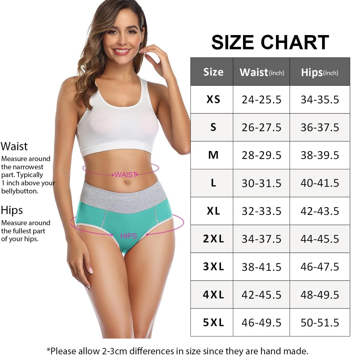 Detalle 2 de Wirarpa Women High Waist Cotton Knickers – Full Coverage Briefs (4 Pack)