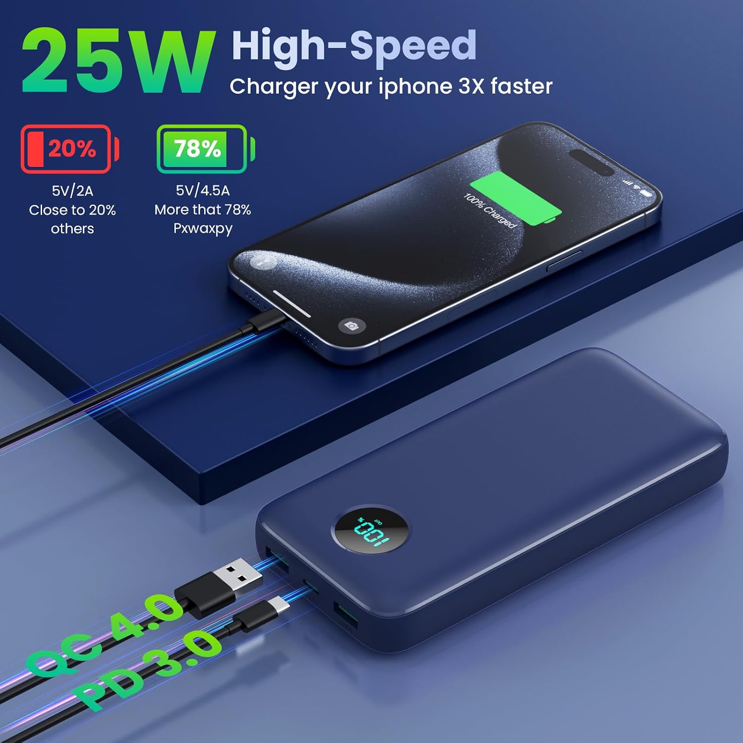 Thumbnail 2 de Power bank 26800 mAh PD 25W avec câbles
