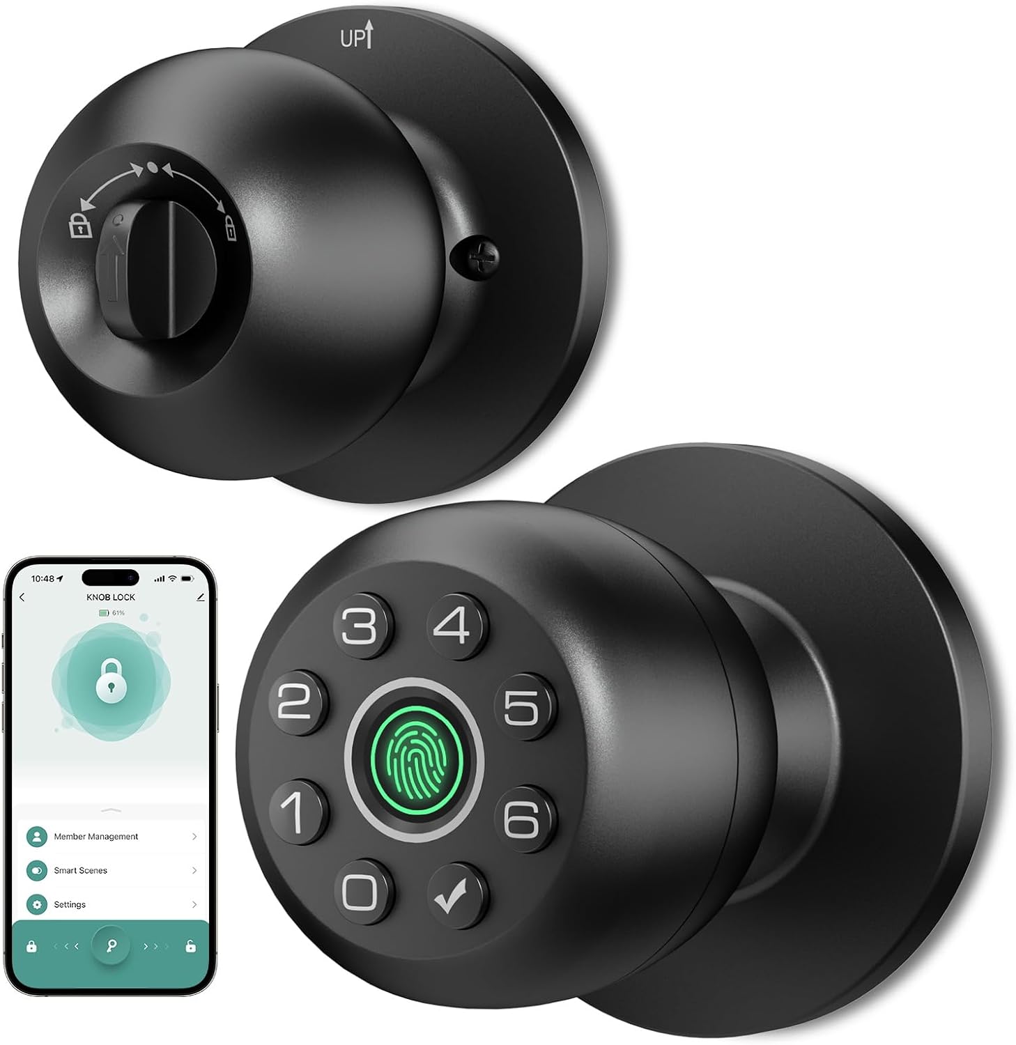 Detalle de HEI LIANG Fingerprint Door Lock, Polished Black