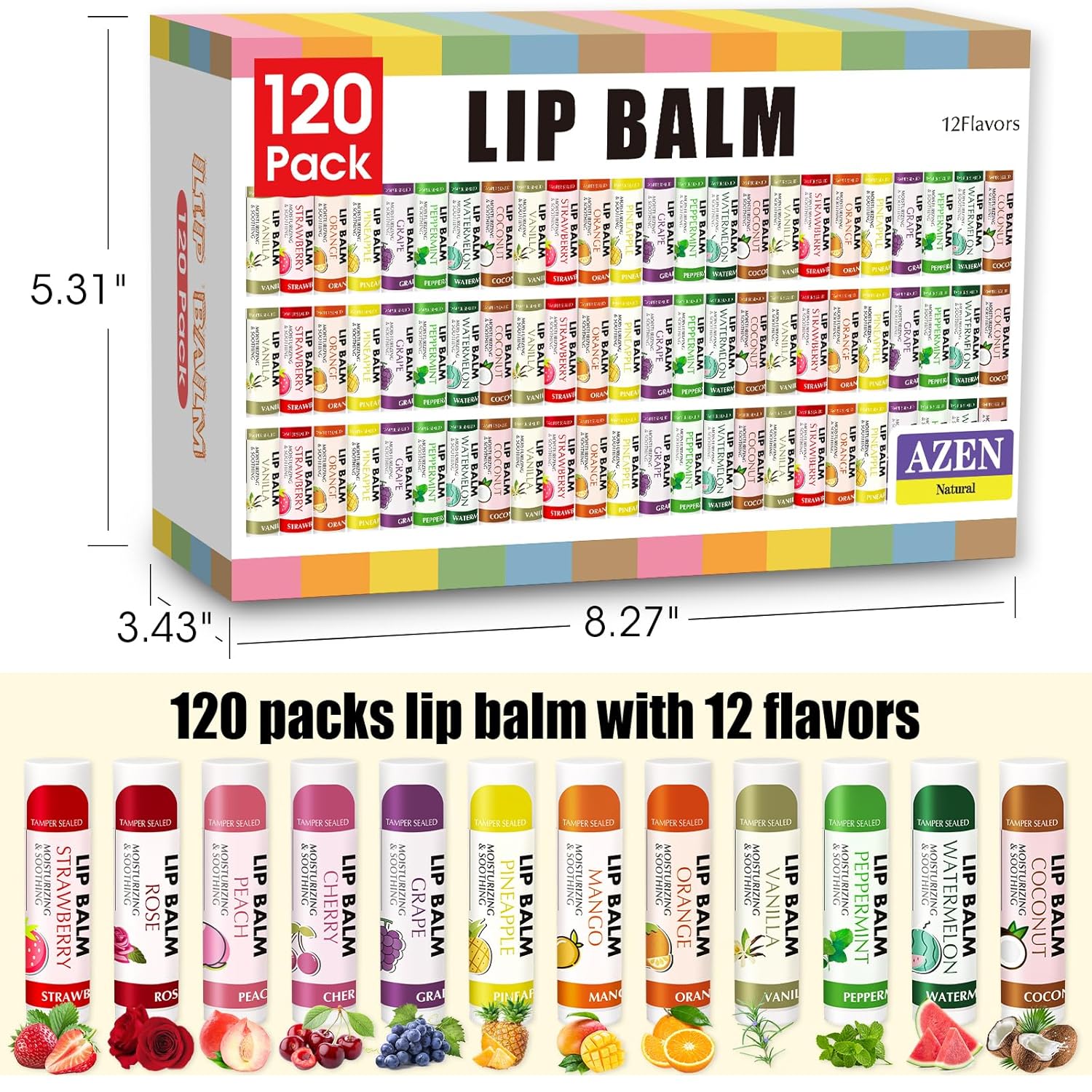 Thumbnail 6 de AZEN 120 Pack Lip Balm 12 Flavors ๐ฏ