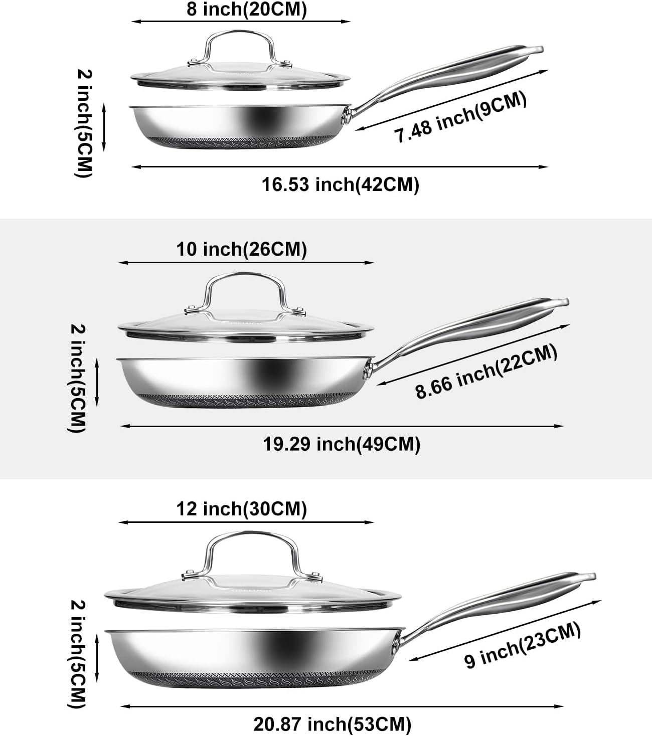 Detalle 2 de USELUCK frying pan set, 8/10/12-inch