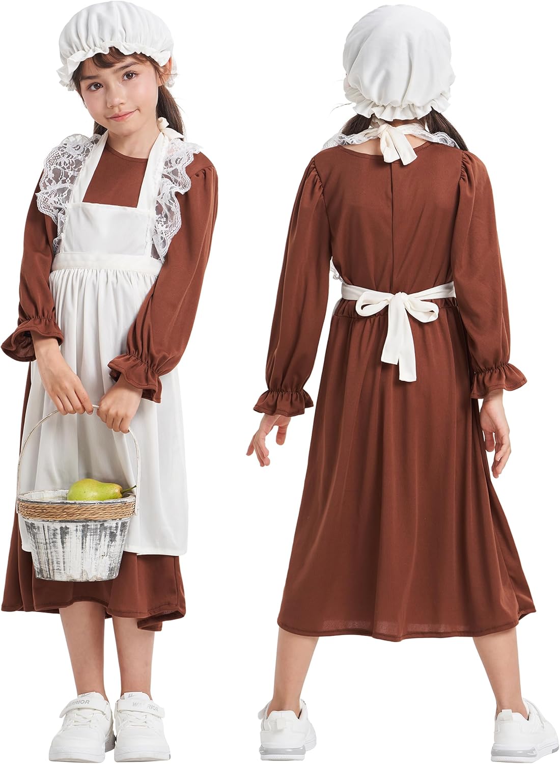 Detalle de IKALI Girls Victorian Costume 4-Pcs Dress Set for 4–12 Years