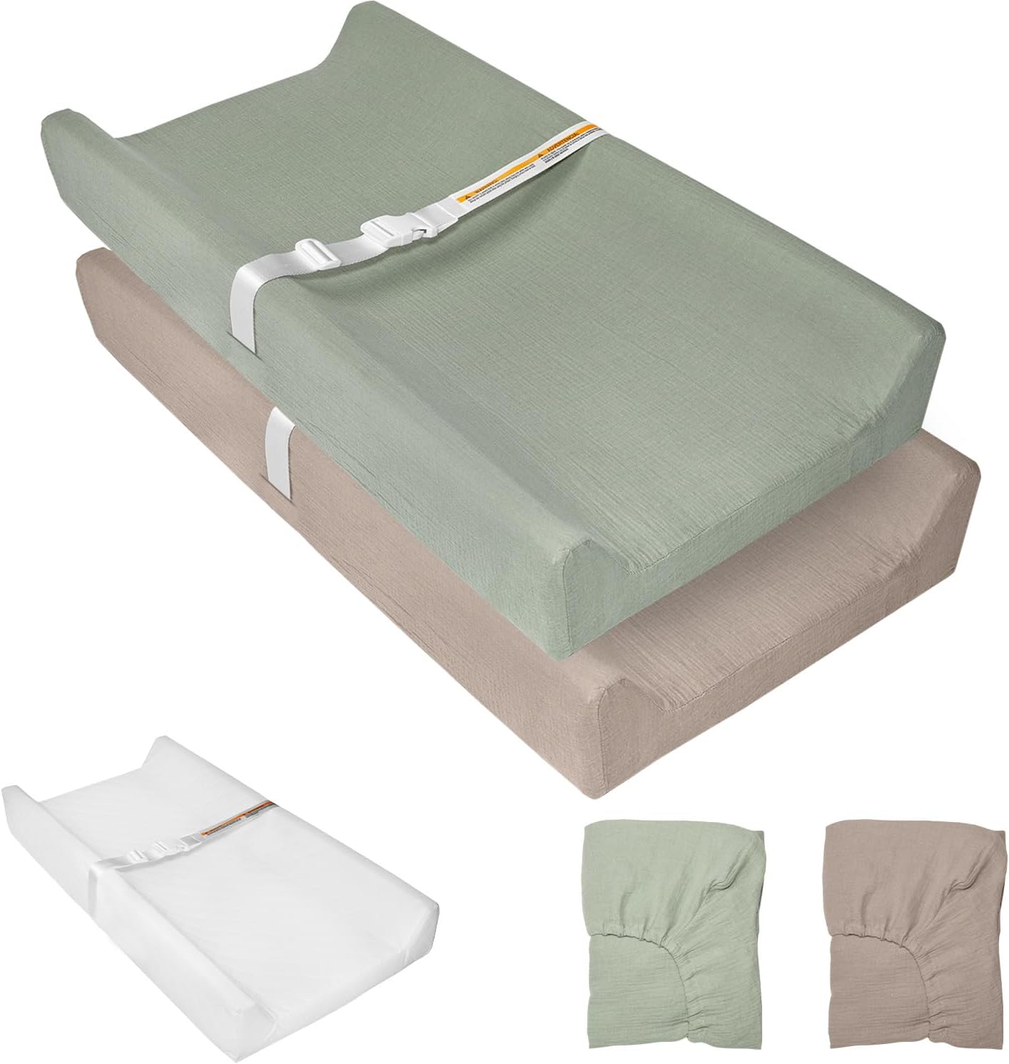 Detalle de JVEOO Muslin Baby Changing Pad with 2 Covers and Waterproof Lining