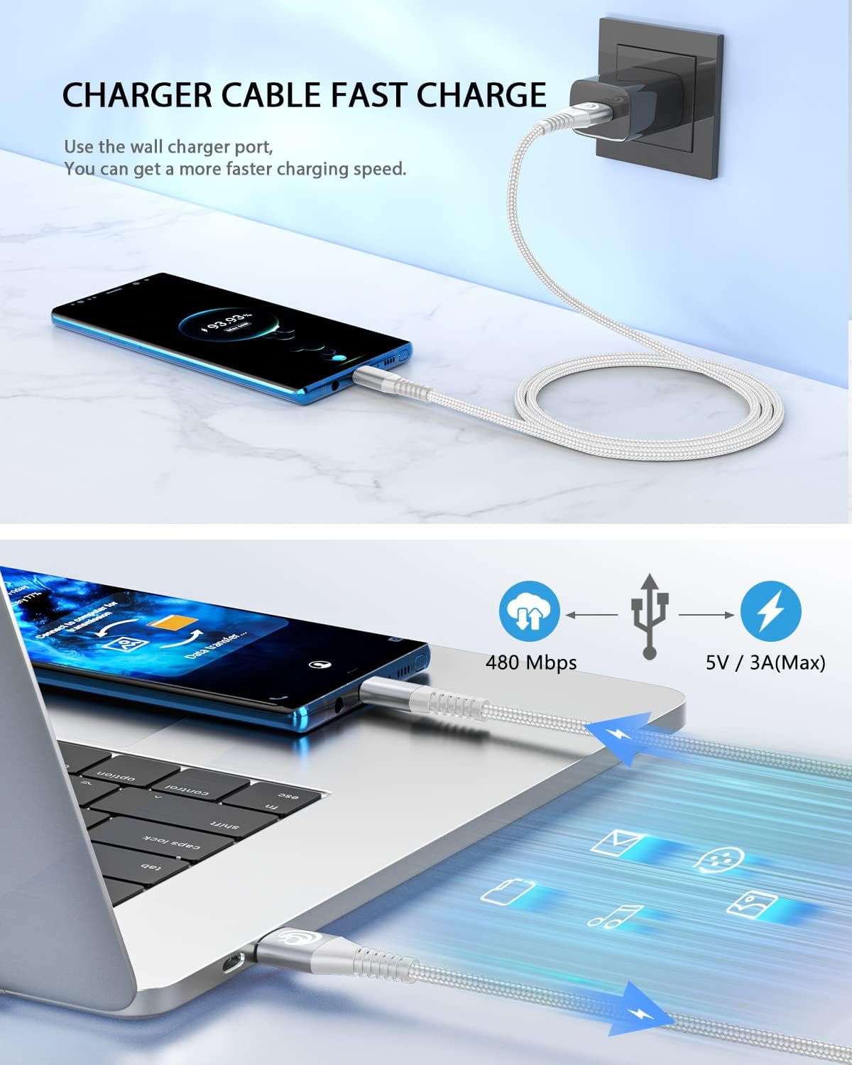 Detalle de USB C Fast Charging Cable 2 Pack 1m