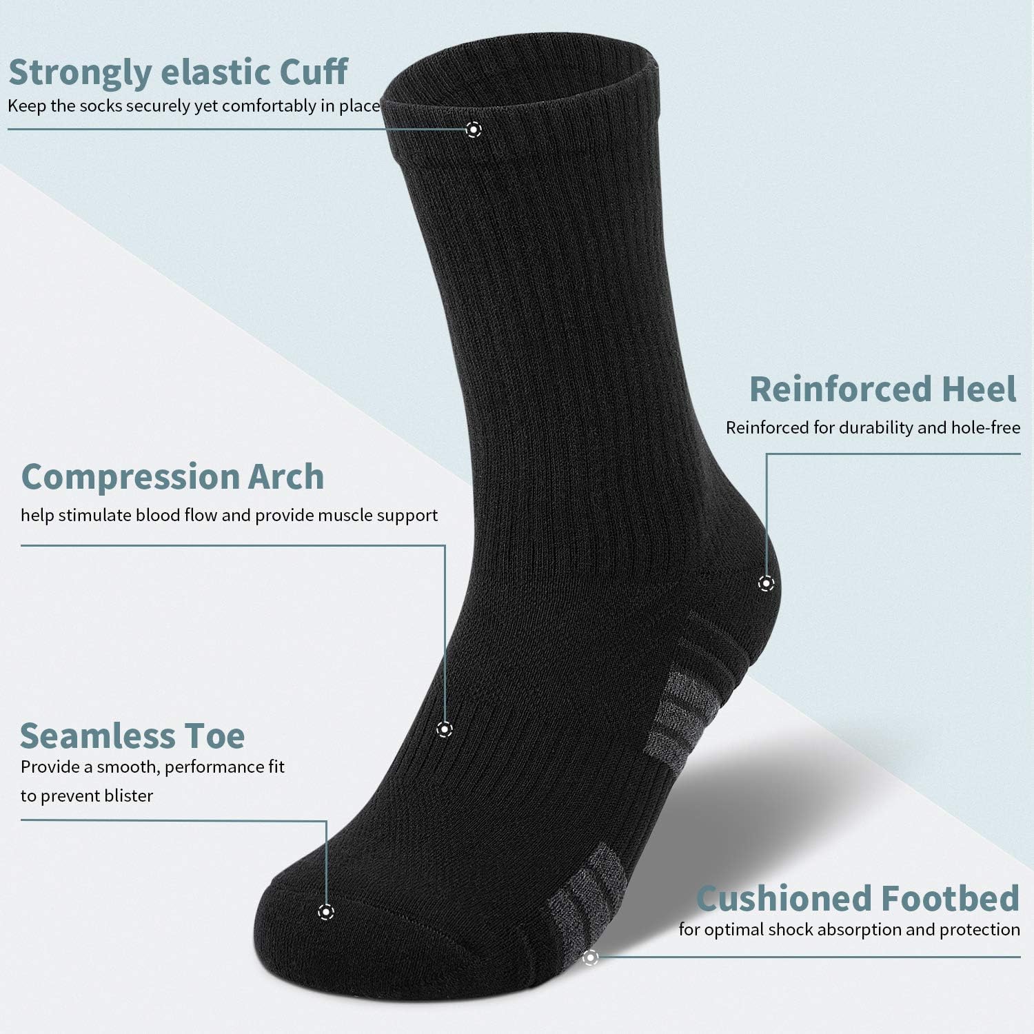 Detalle de Coskefy thick cushion thermal walking socks (6 pairs) for outdoor work, hiking and trainers