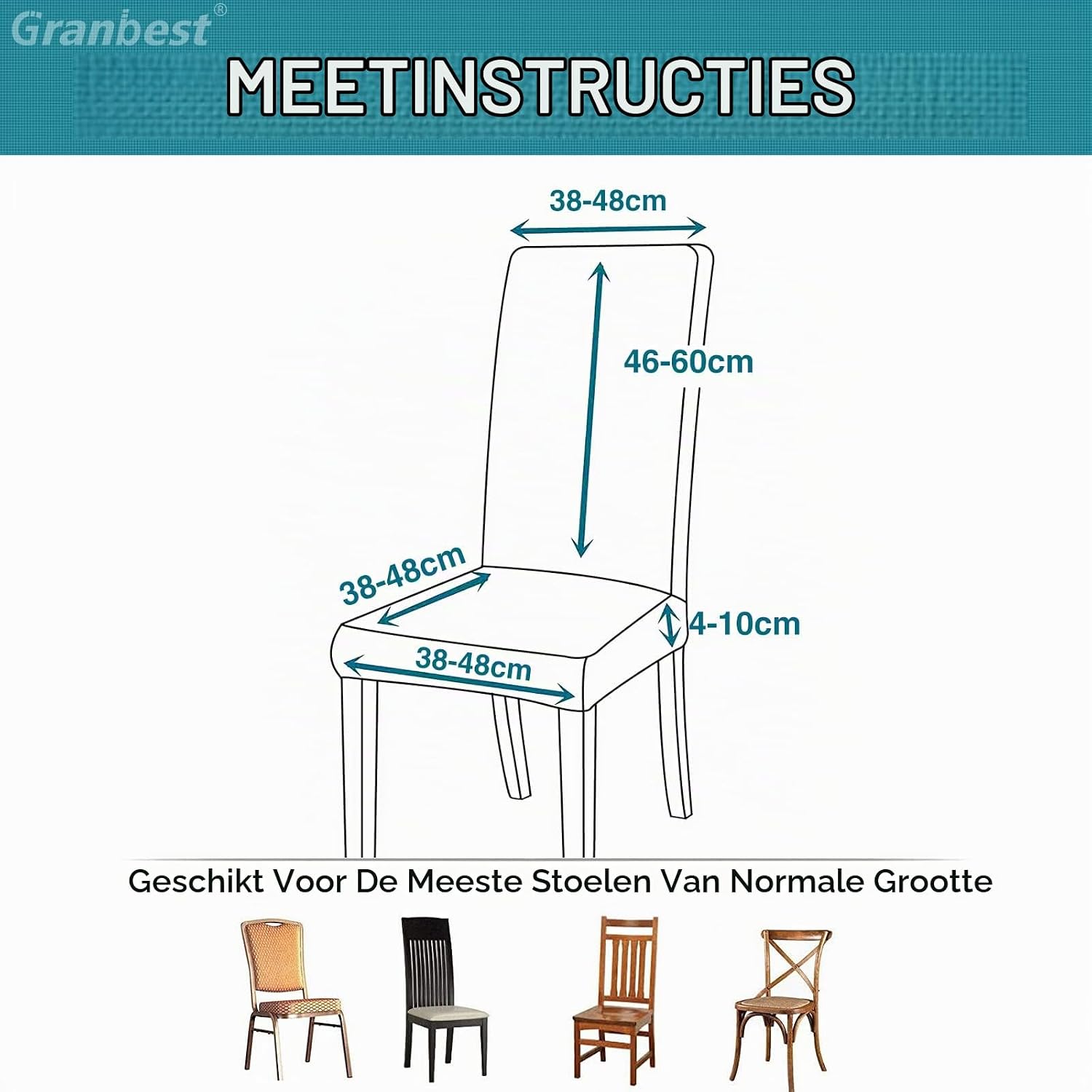 Thumbnail 6 de Granbest Premium eetkamerstoelhoezen, set van 6, chocolade, elastisch