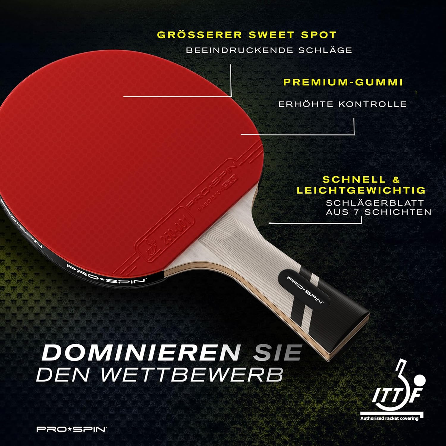 Detalle 2 de PRO-SPIN Tischtennisschläger 2,0 mm Schwammstärke