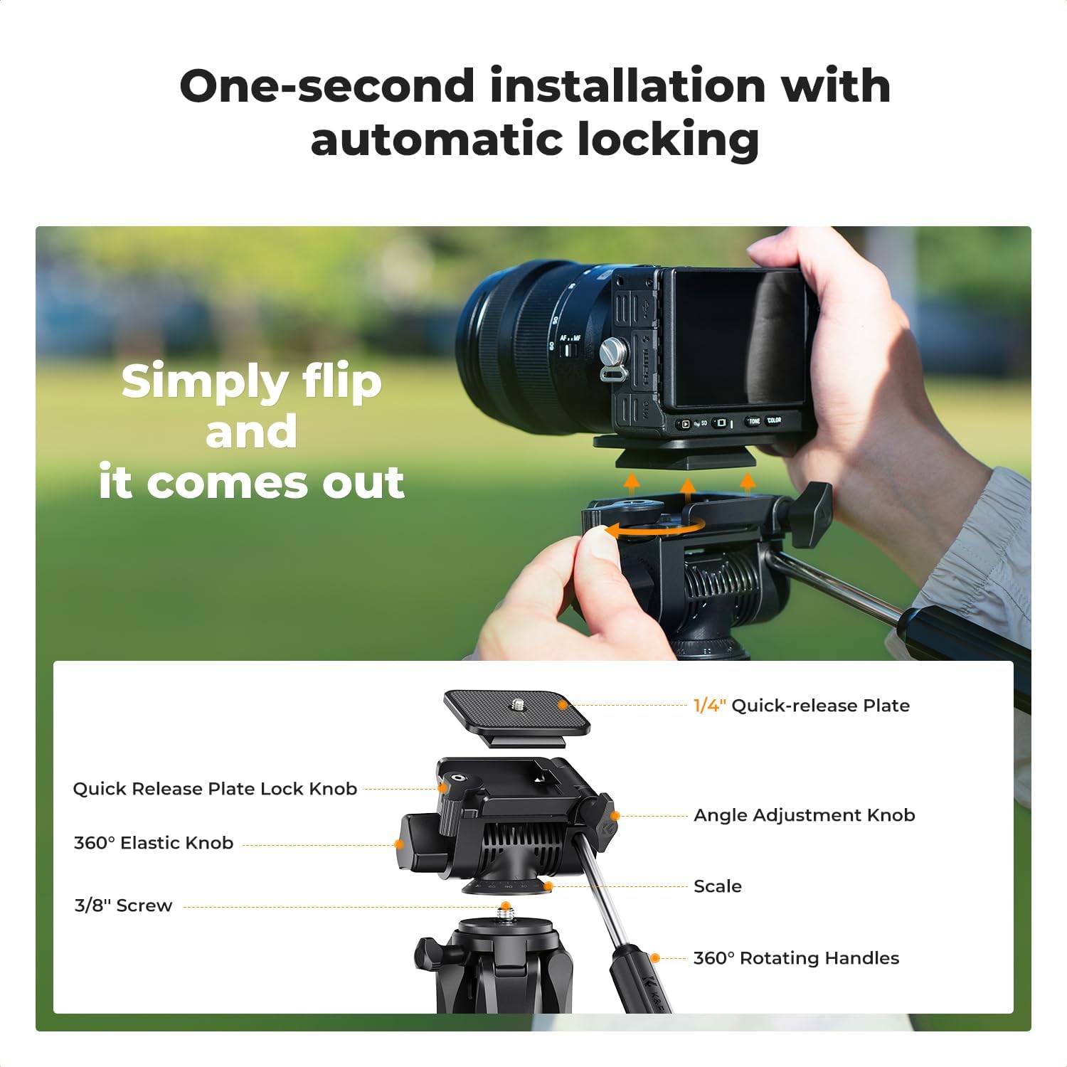 Thumbnail 5 de K&F CONCEPT S255A3 Travel Tripod 75