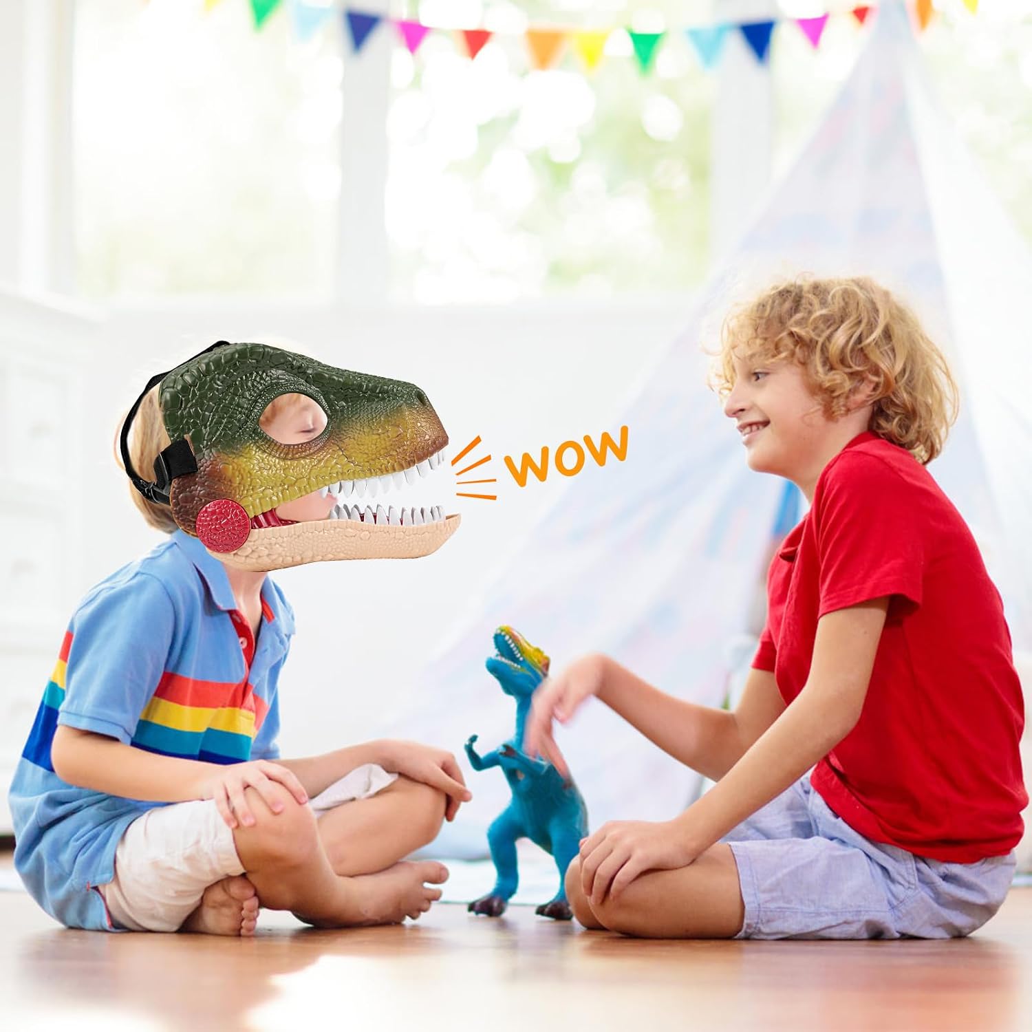 Detalle de Realistic Dinosaur Mask with Sound – Movable Jaw, ABS Plastic