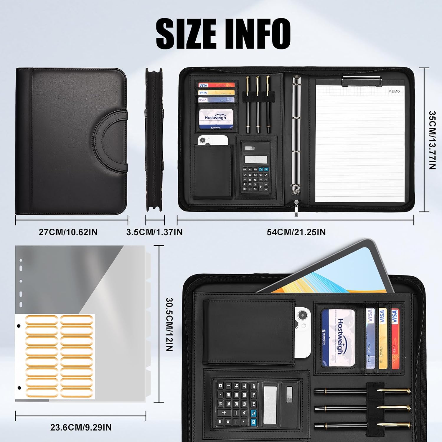 Thumbnail 3 de Leathario A4 Portfolio Folder with Handle (Vegan Leather) and 4-Ring Document Holder