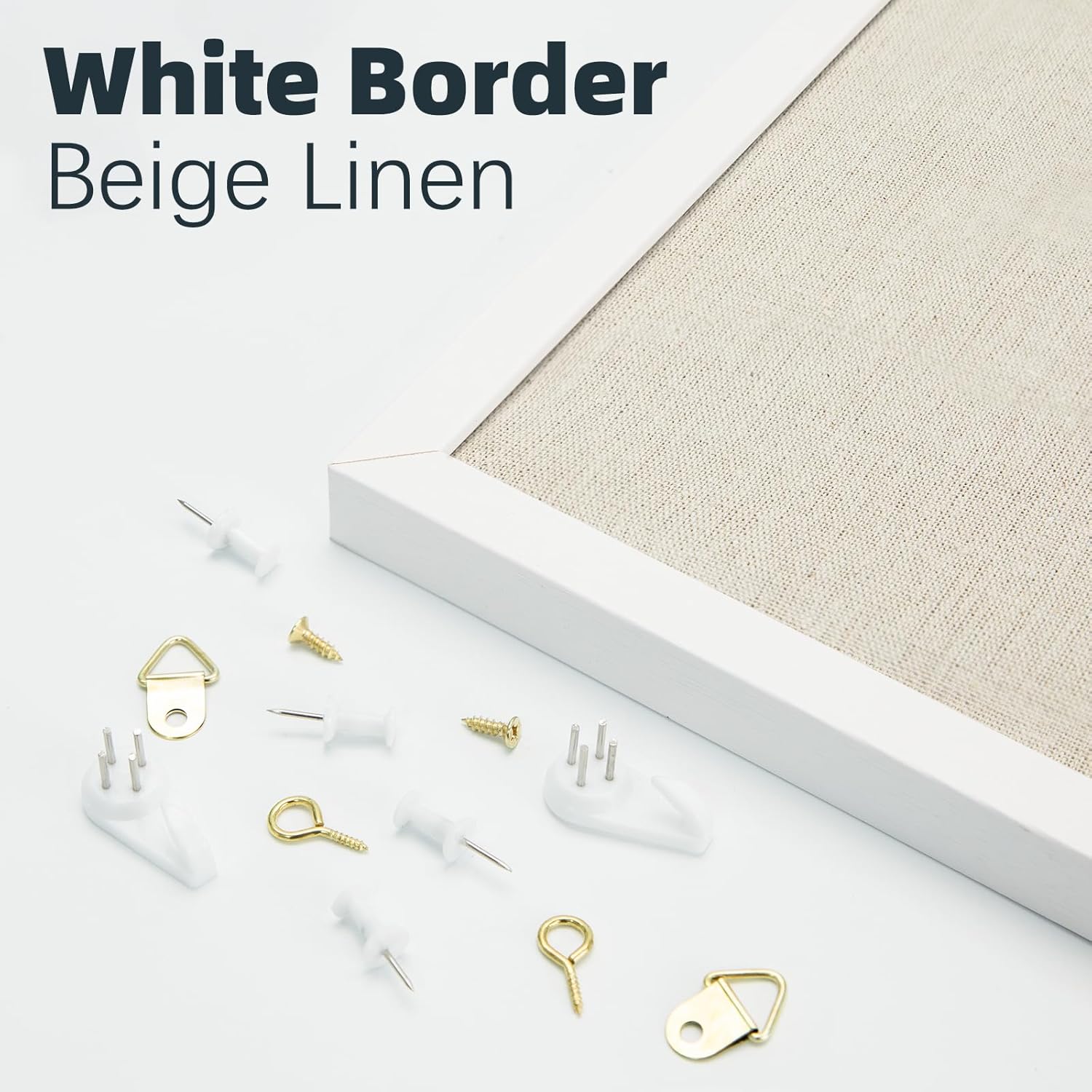 Thumbnail 2 de OWLKELA 90 x 60cm Linen Bulletin Board with White Oak Frame – Cork Notice Pin Board for Home and Office