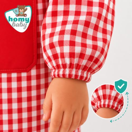 Thumbnail 2 de HOMYBABY Babi escolar infantil con botones y bolsillos (Red, Size 3) – unisex para guardería y colegio