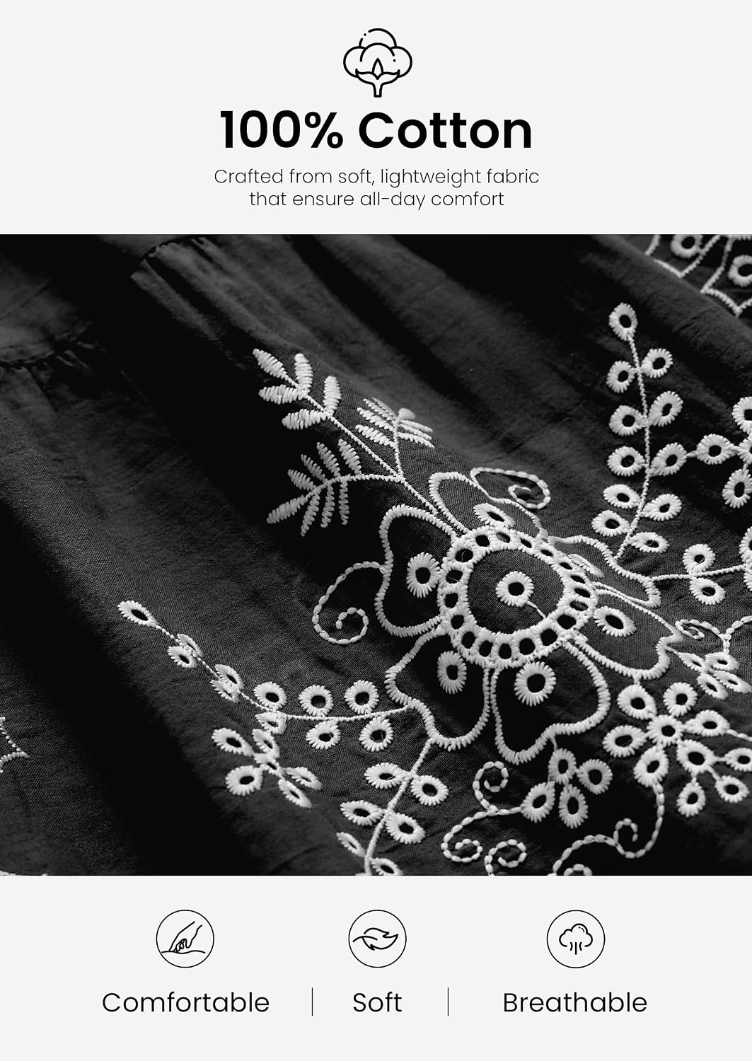Detalle de PRETTYGARDEN Summer Boho Maxi Dress for Women (2026) with Floral Print, V-Neck, Pockets