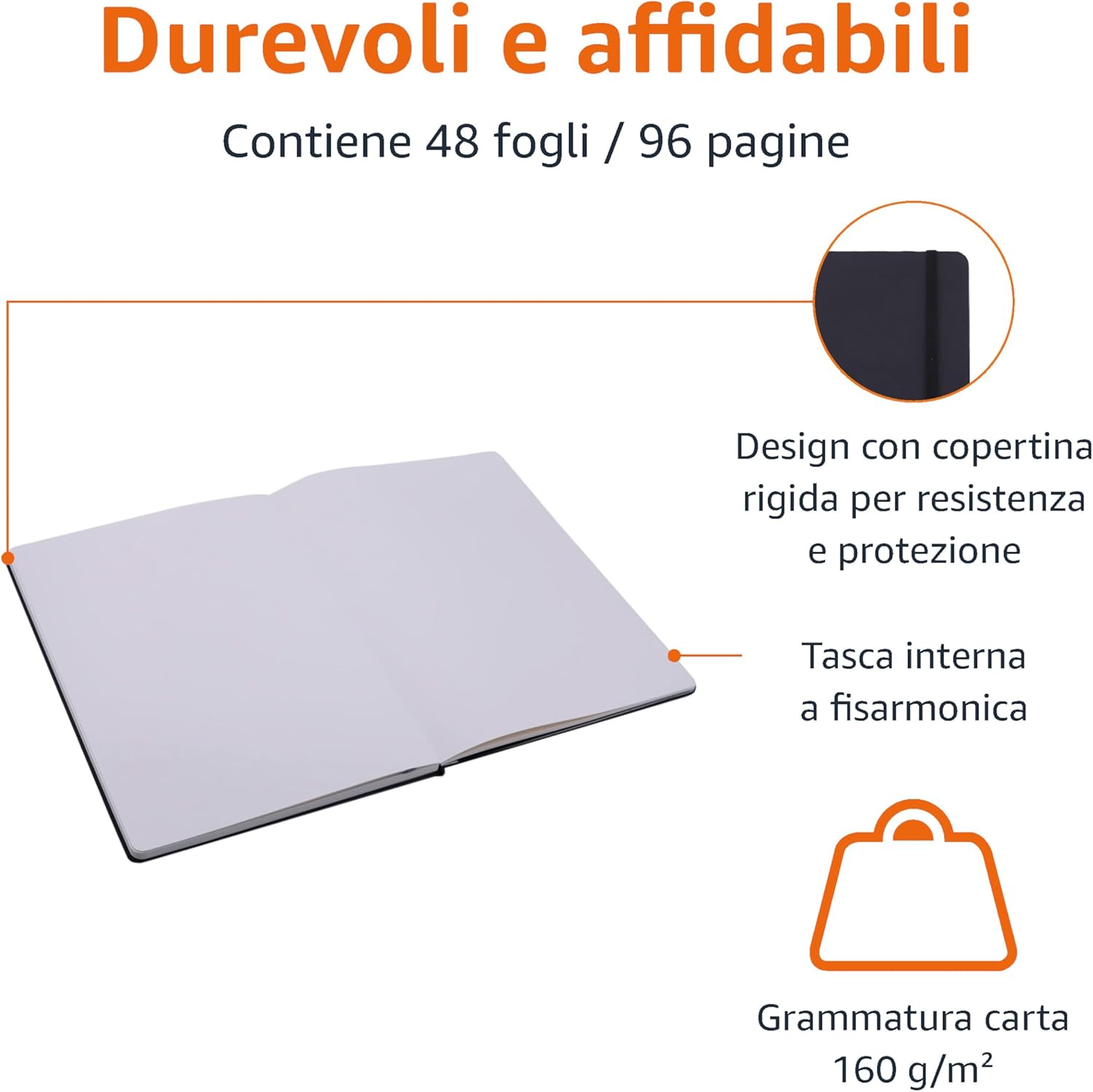 Detalle de Amazon Basics Blocco per schizzi XL, 30 × 22 cm, 48 fogli (96 pagine) - Nero
